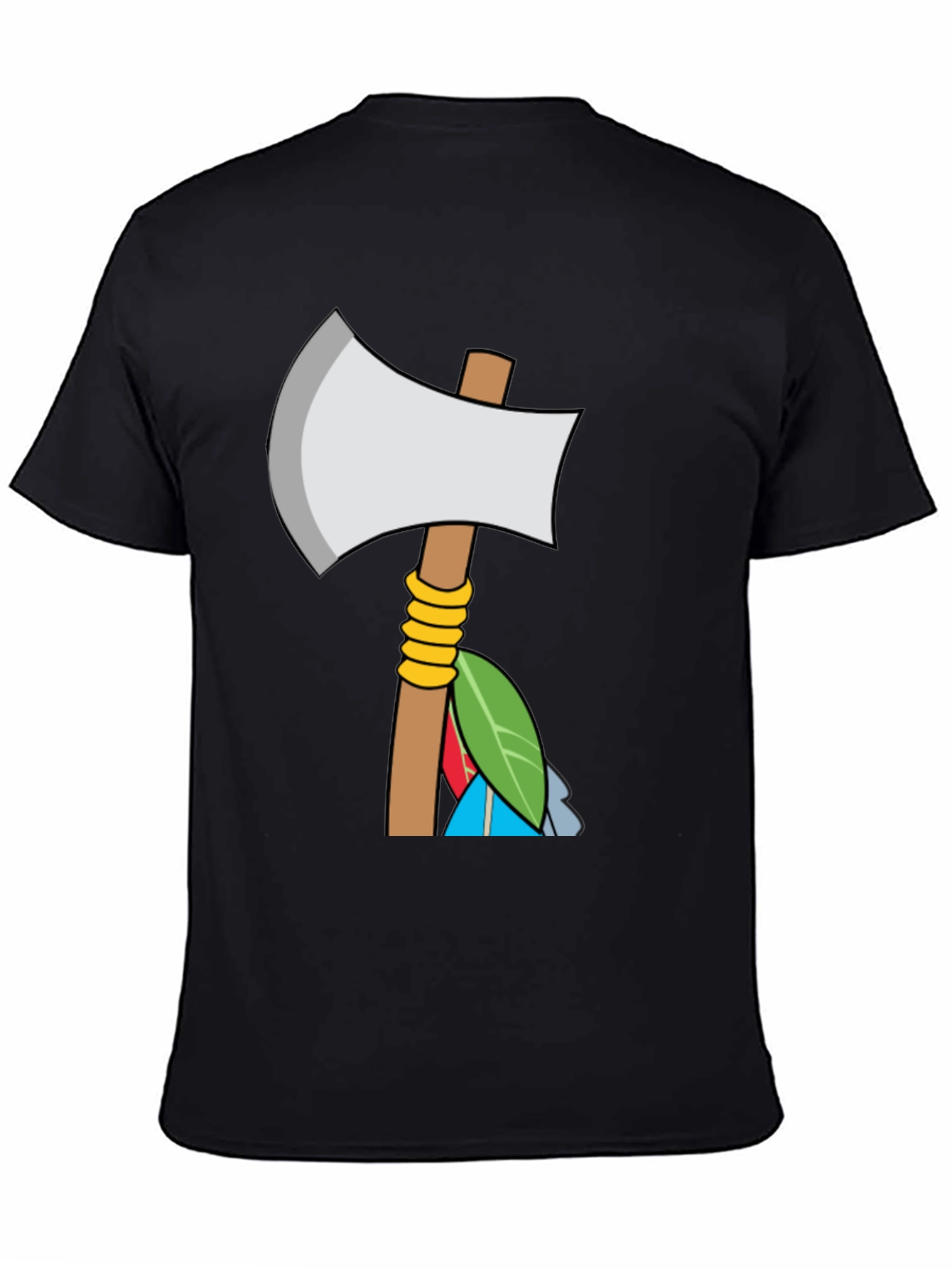 Axe & Feathers Graphic Tee - Black Cotton Blend