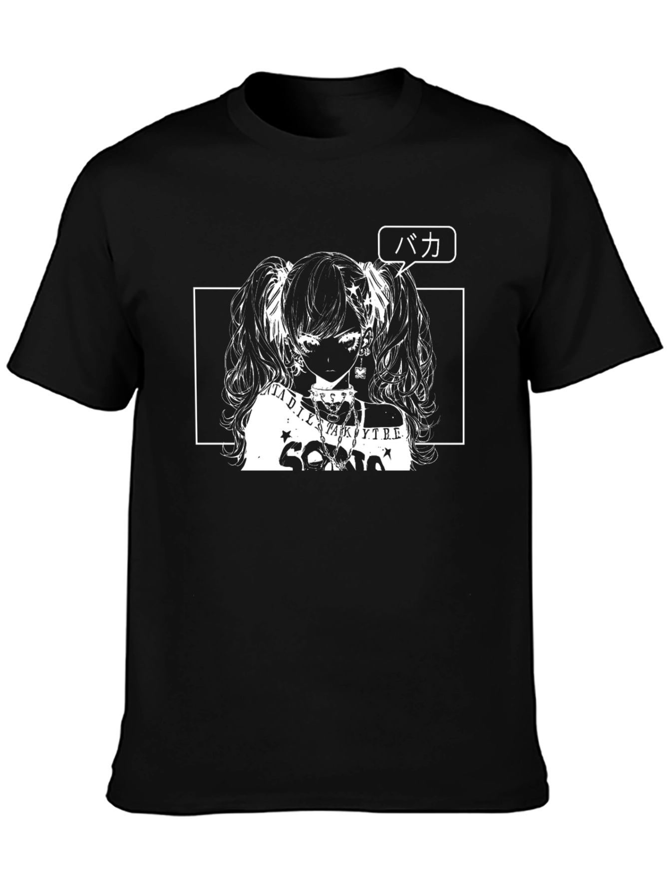 Anime Girl Graphic Tee - Black Cotton Shirt