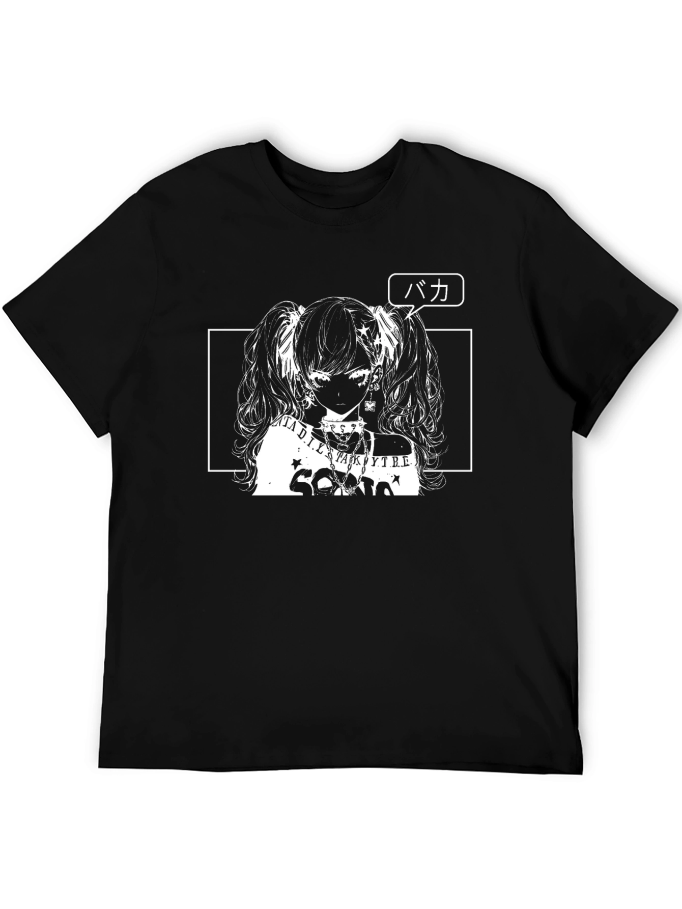 Anime Girl Graphic Tee - Black Cotton Shirt