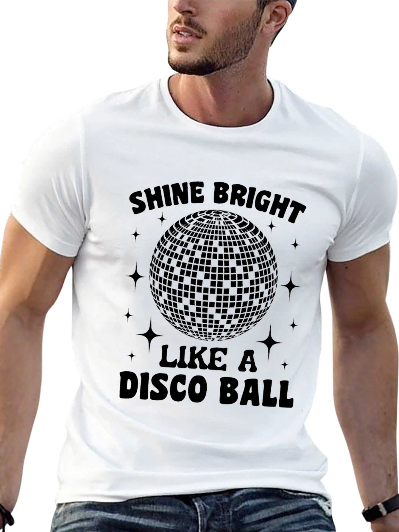 Shine Bright Disco Ball Graphic T-Shirt