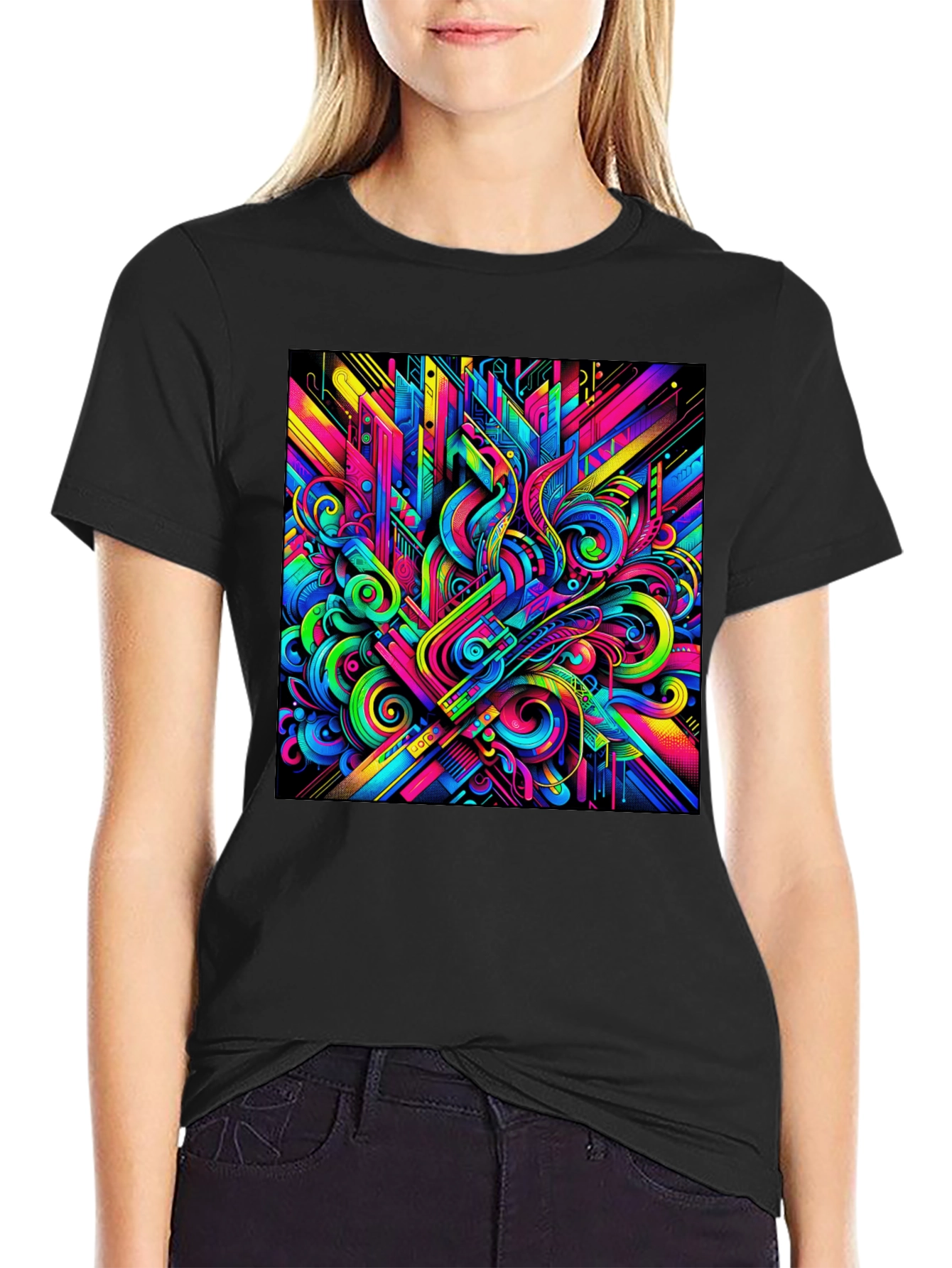 Psychedelic Abstract Art Black T-Shirt