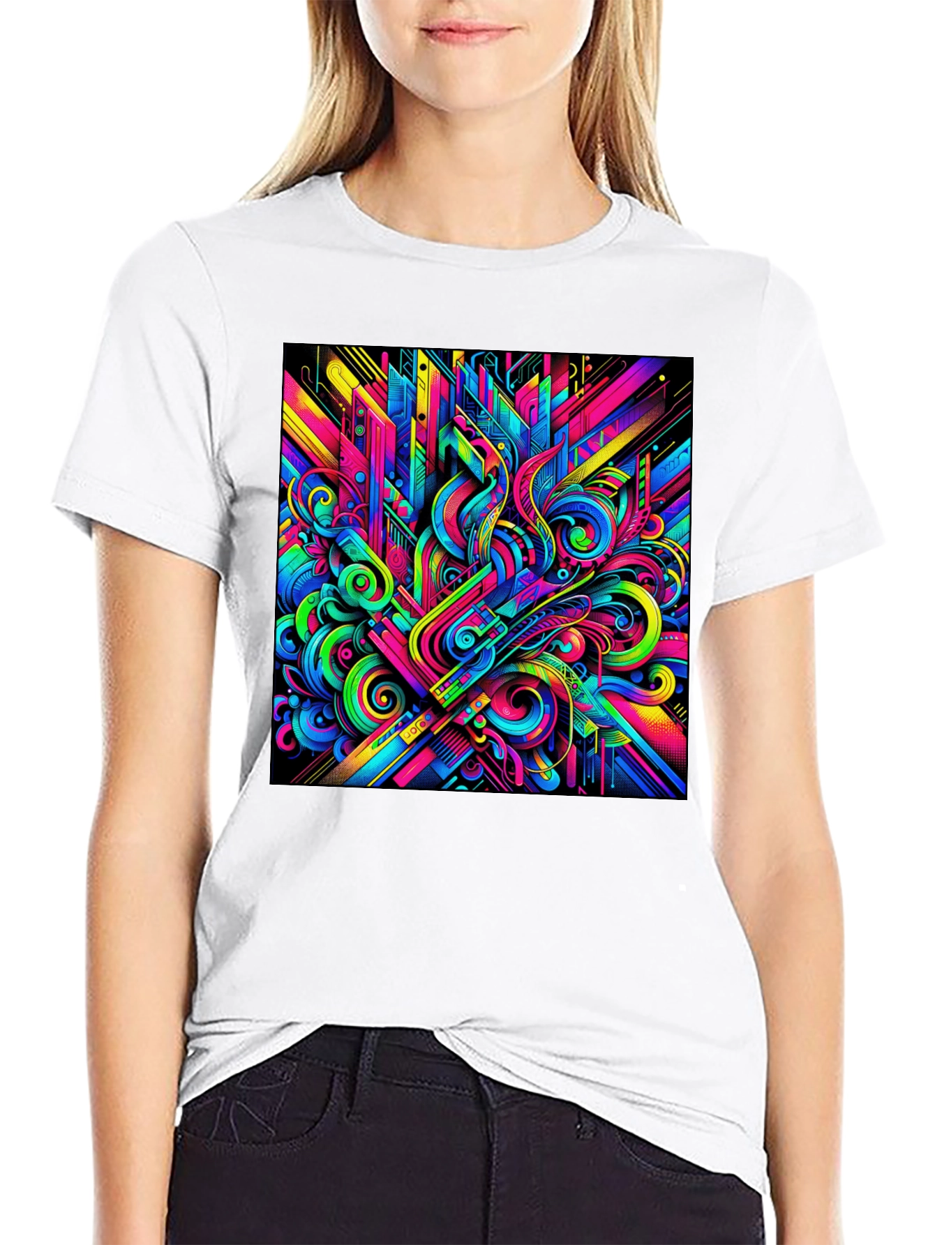 Psychedelic Abstract Art Black T-Shirt