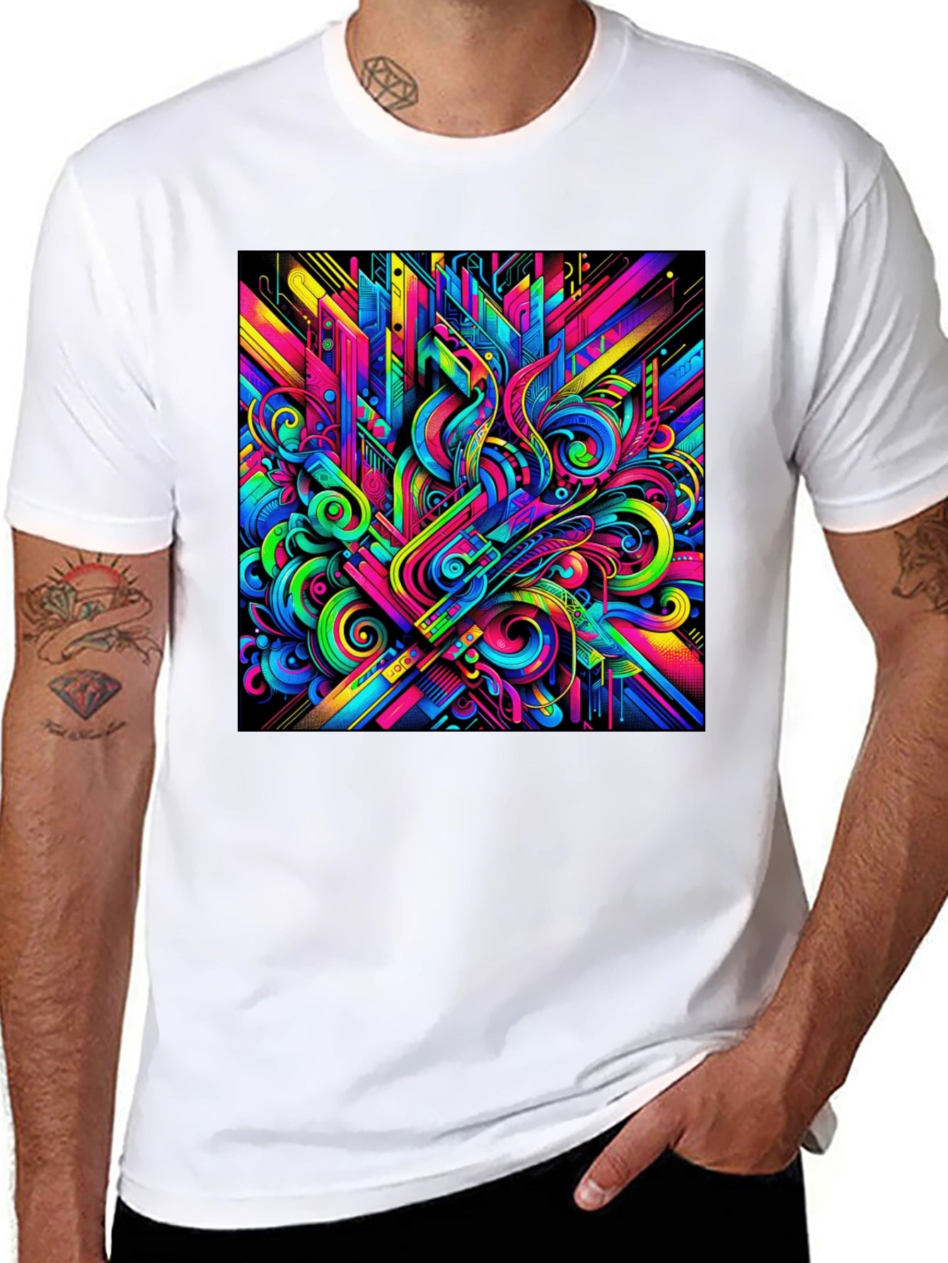 Psychedelic Abstract Art Black T-Shirt