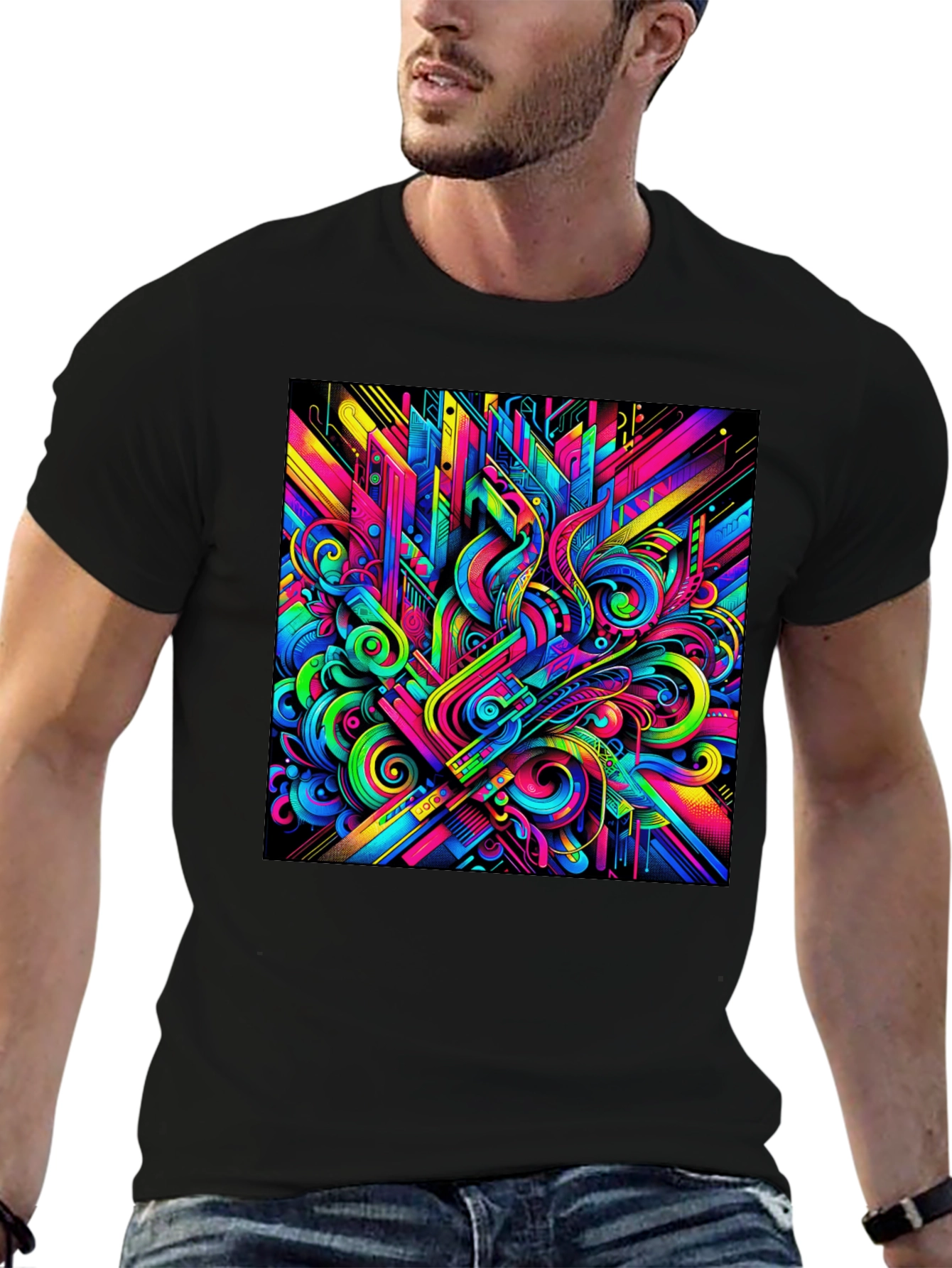 Psychedelic Abstract Art Black T-Shirt