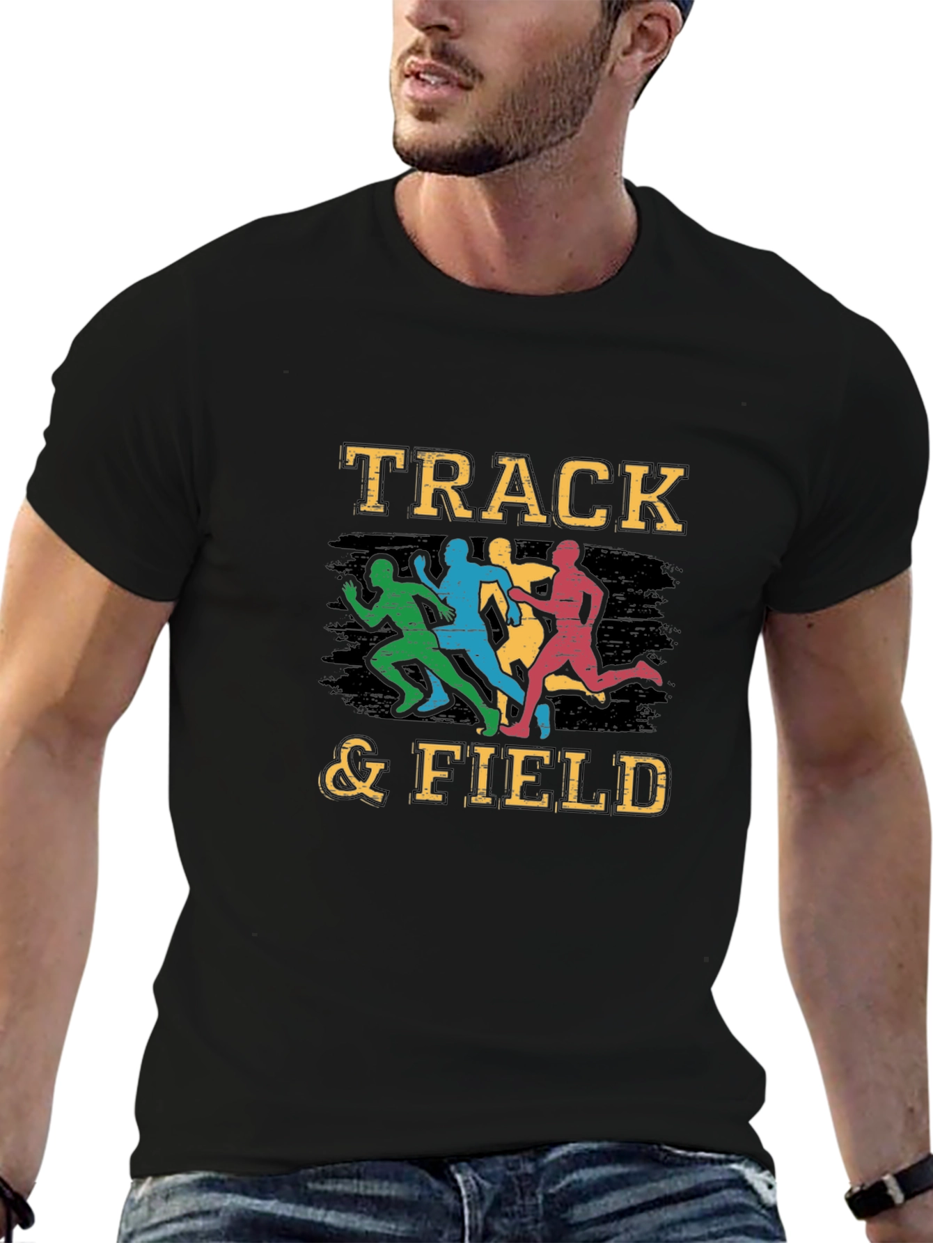 Track & Field Graphic T-Shirt - Runner Silhouette Design