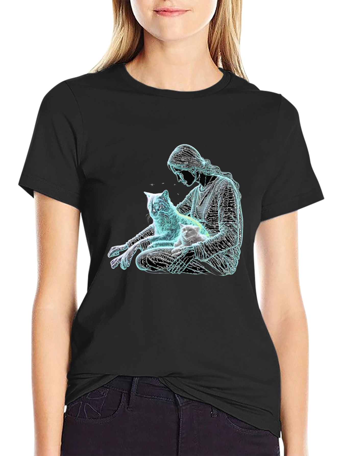 Cat Lover Graphic Tee - Relaxed Fit Black T-Shirt