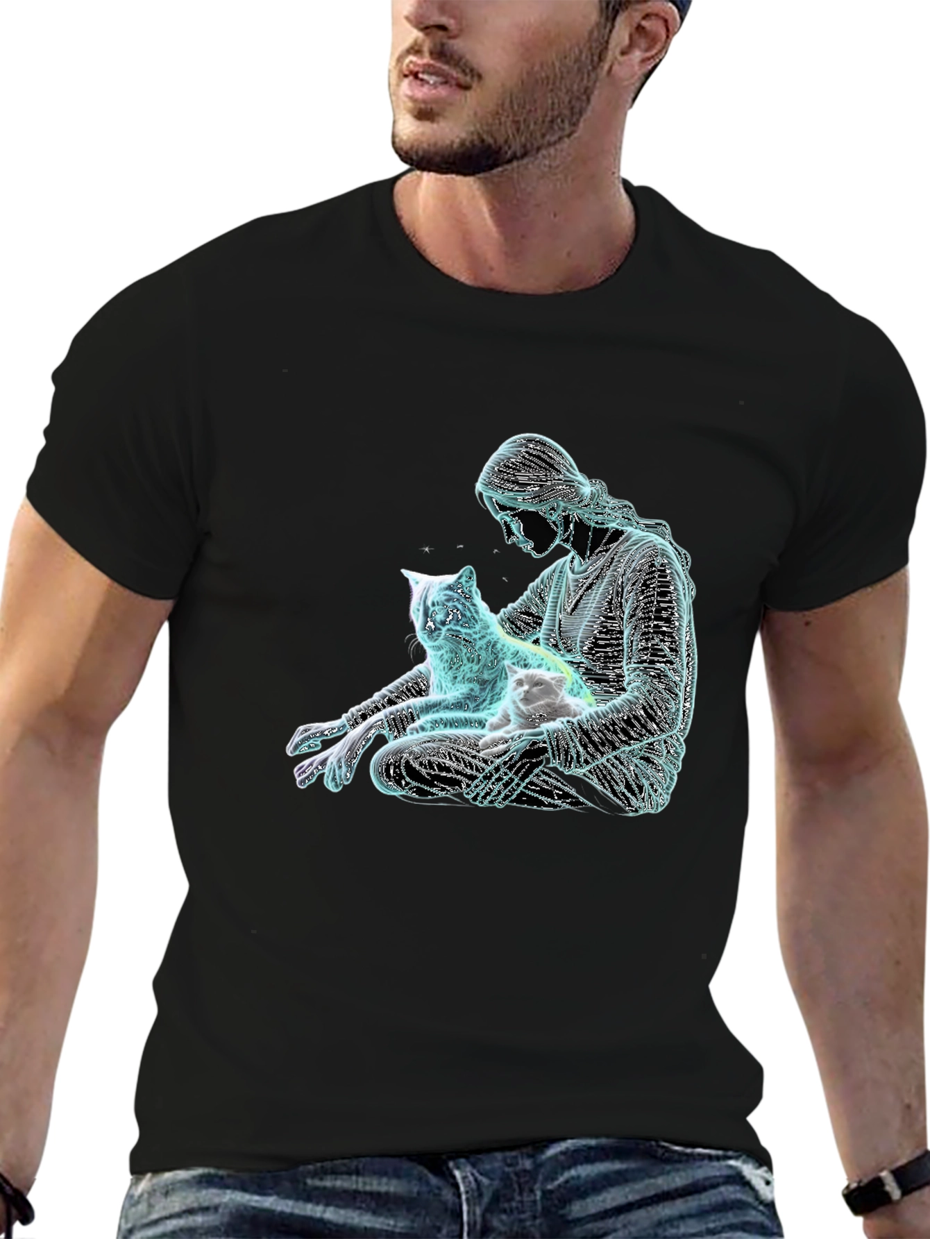Cat Lover Graphic Tee - Relaxed Fit Black T-Shirt