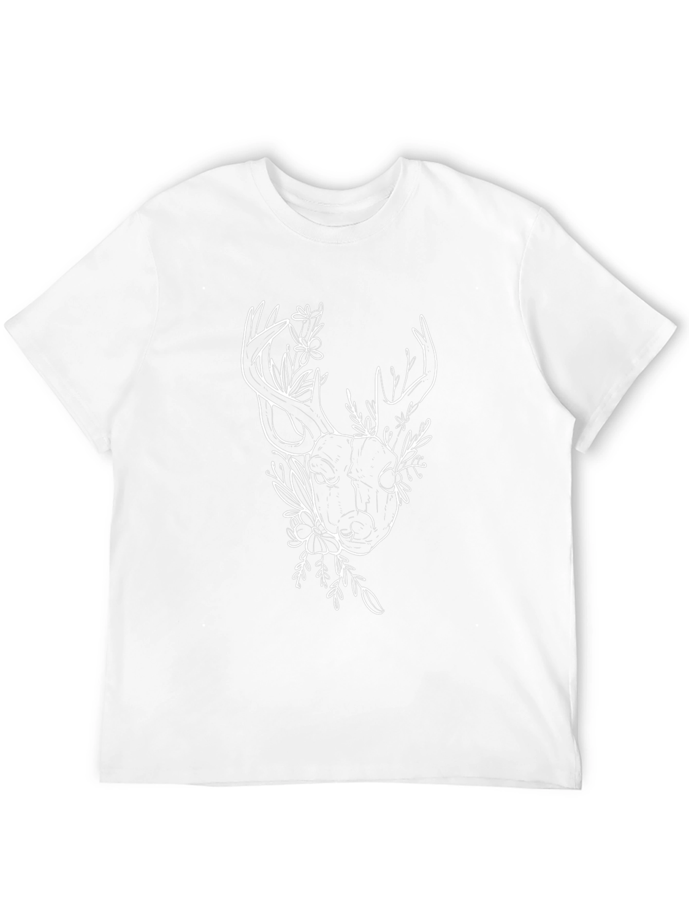 Deer Skull Floral Graphic Tee - Black Cotton