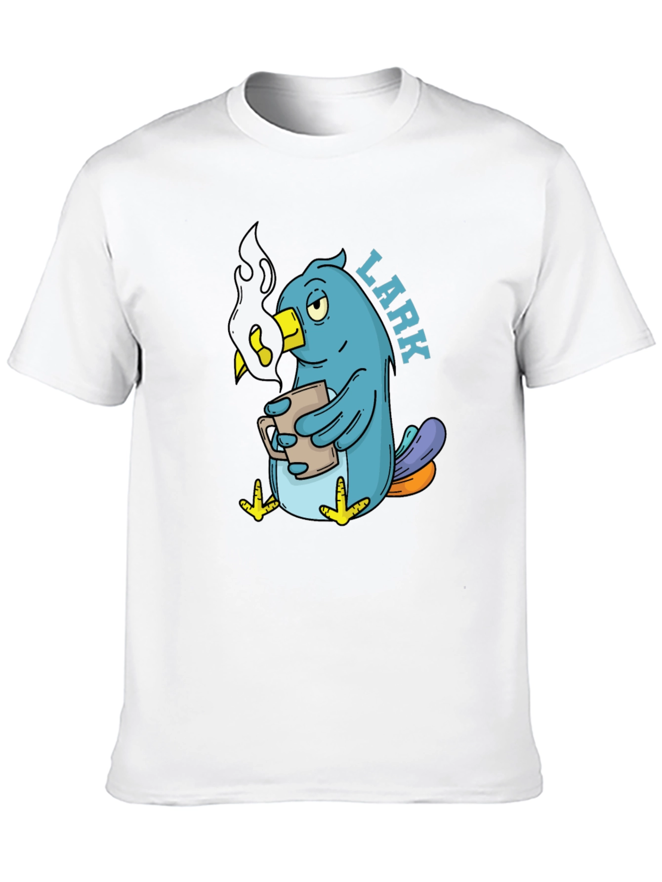 Lark Coffee T-Shirt - Black Cotton Cartoon Bird Design