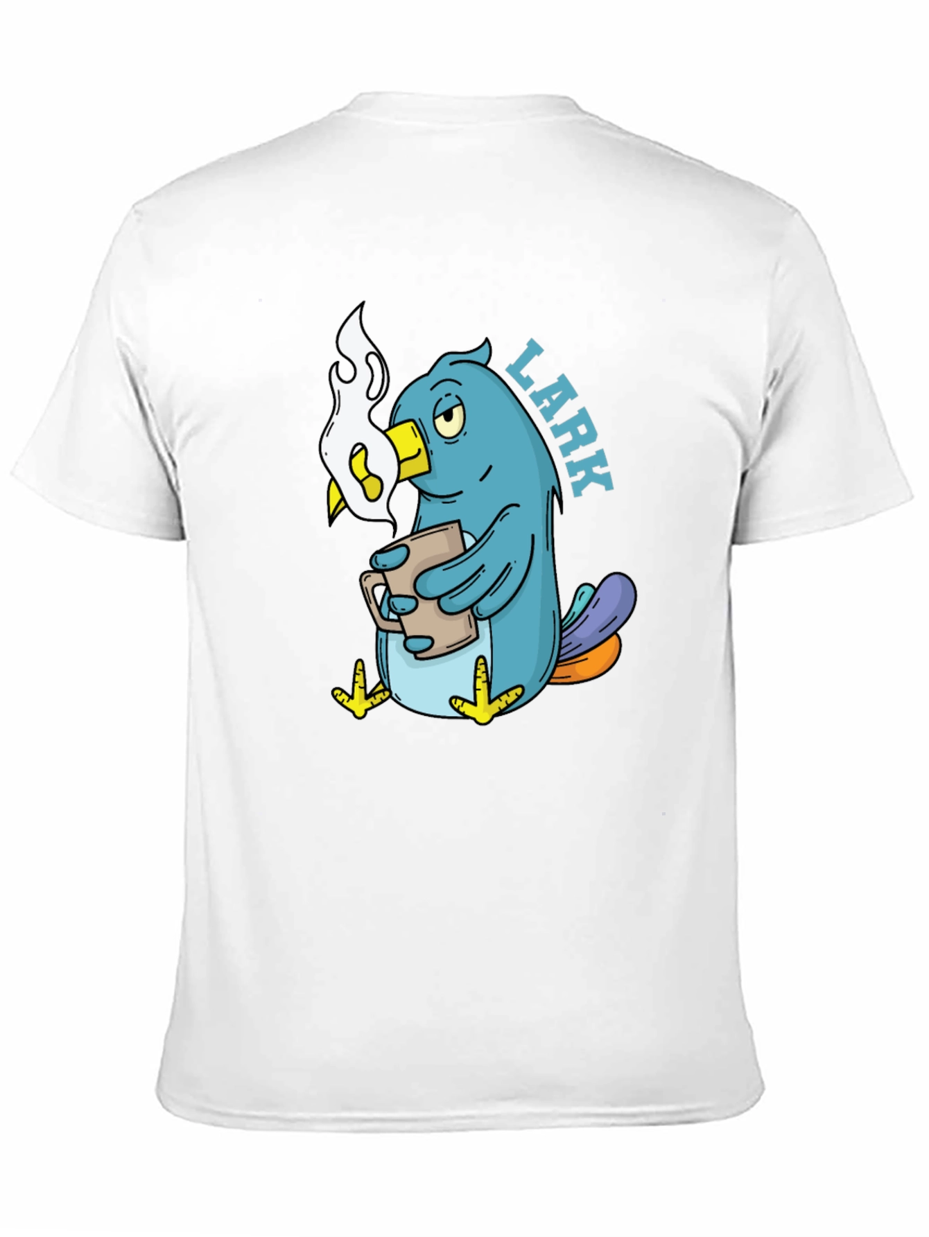 Lark Coffee T-Shirt - Black Cotton Cartoon Bird Design
