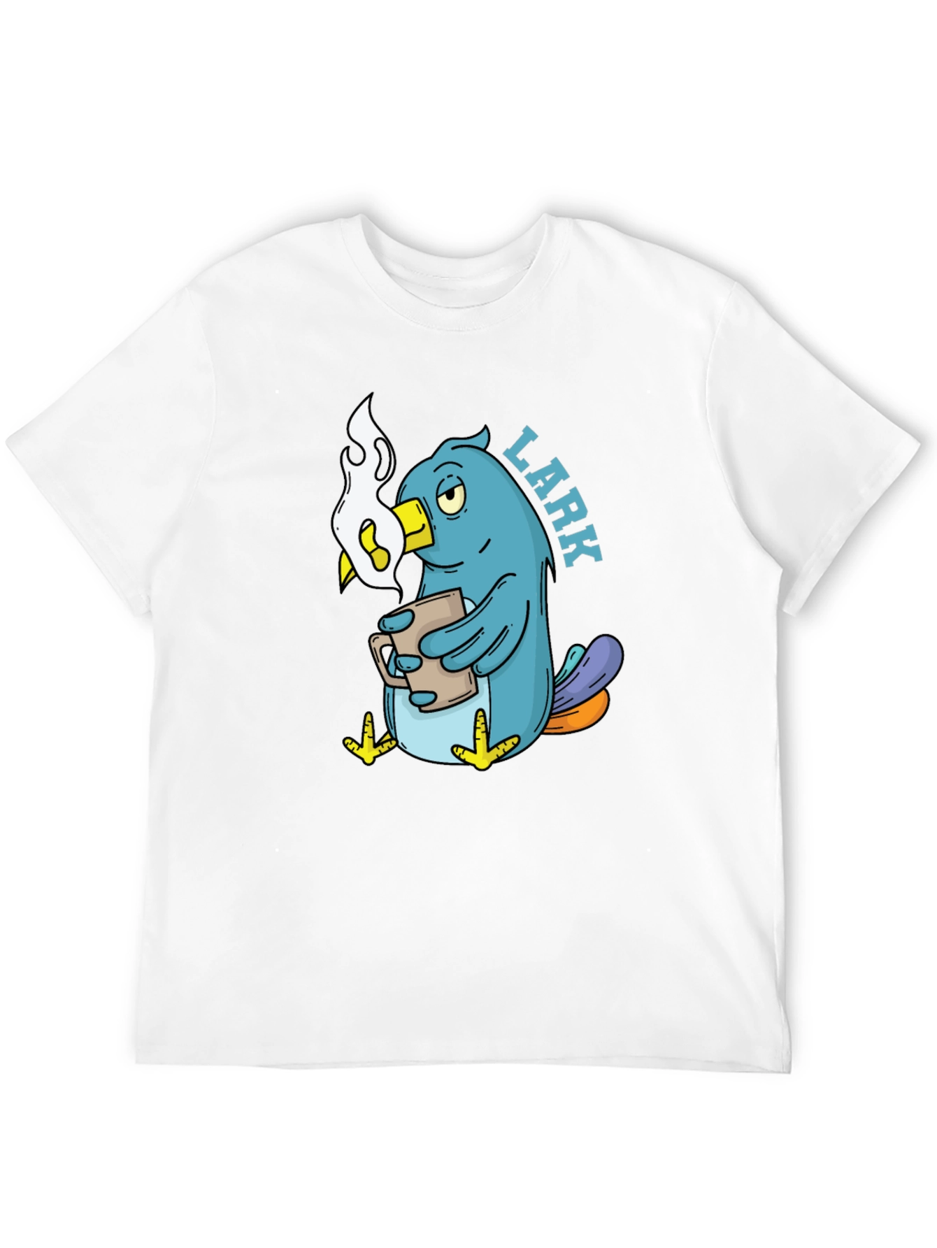 Lark Coffee T-Shirt - Black Cotton Cartoon Bird Design