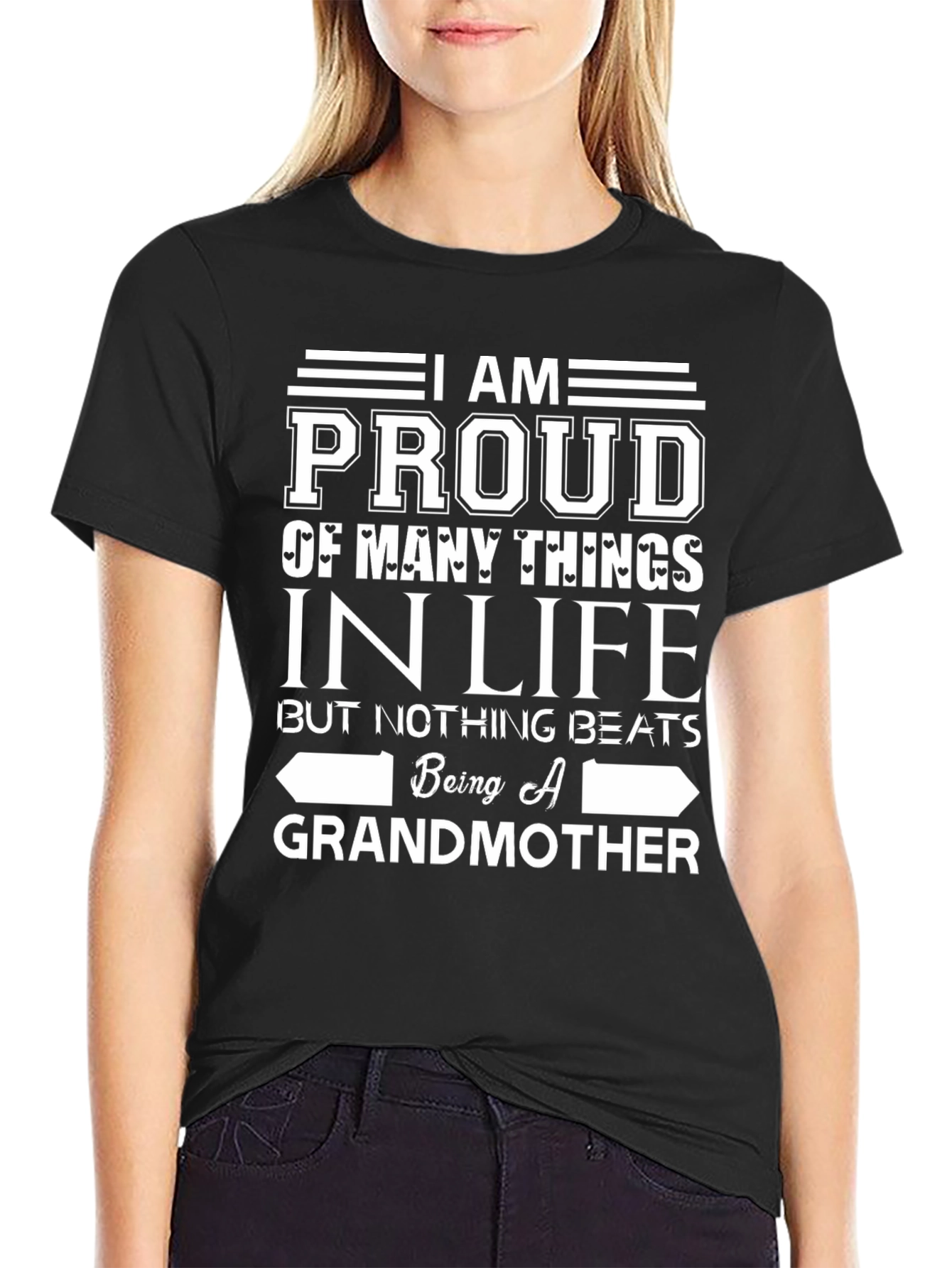 Proud Grandmother Graphic T-Shirt - Black Cotton Tee