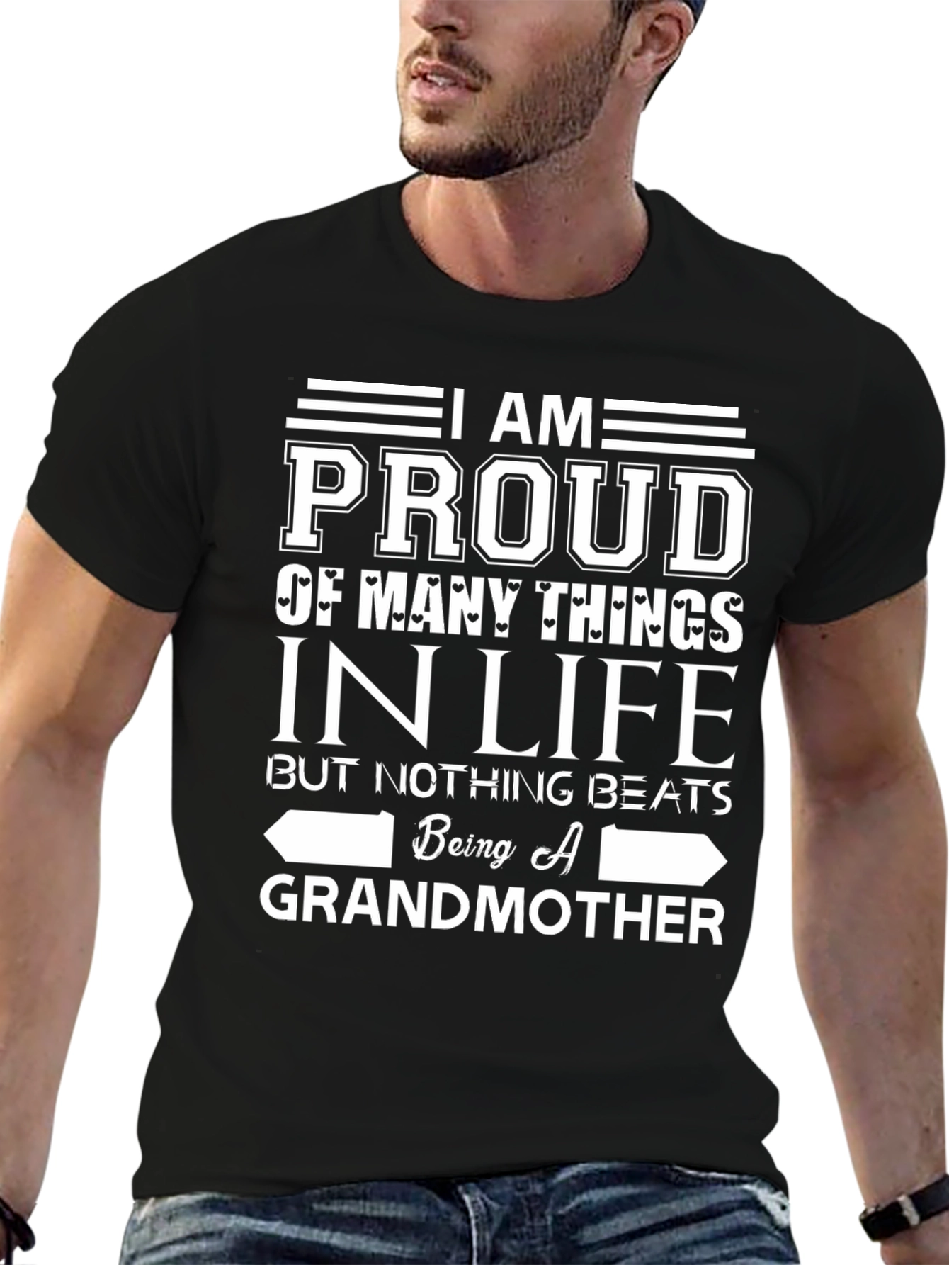 Proud Grandmother Graphic T-Shirt - Black Cotton Tee