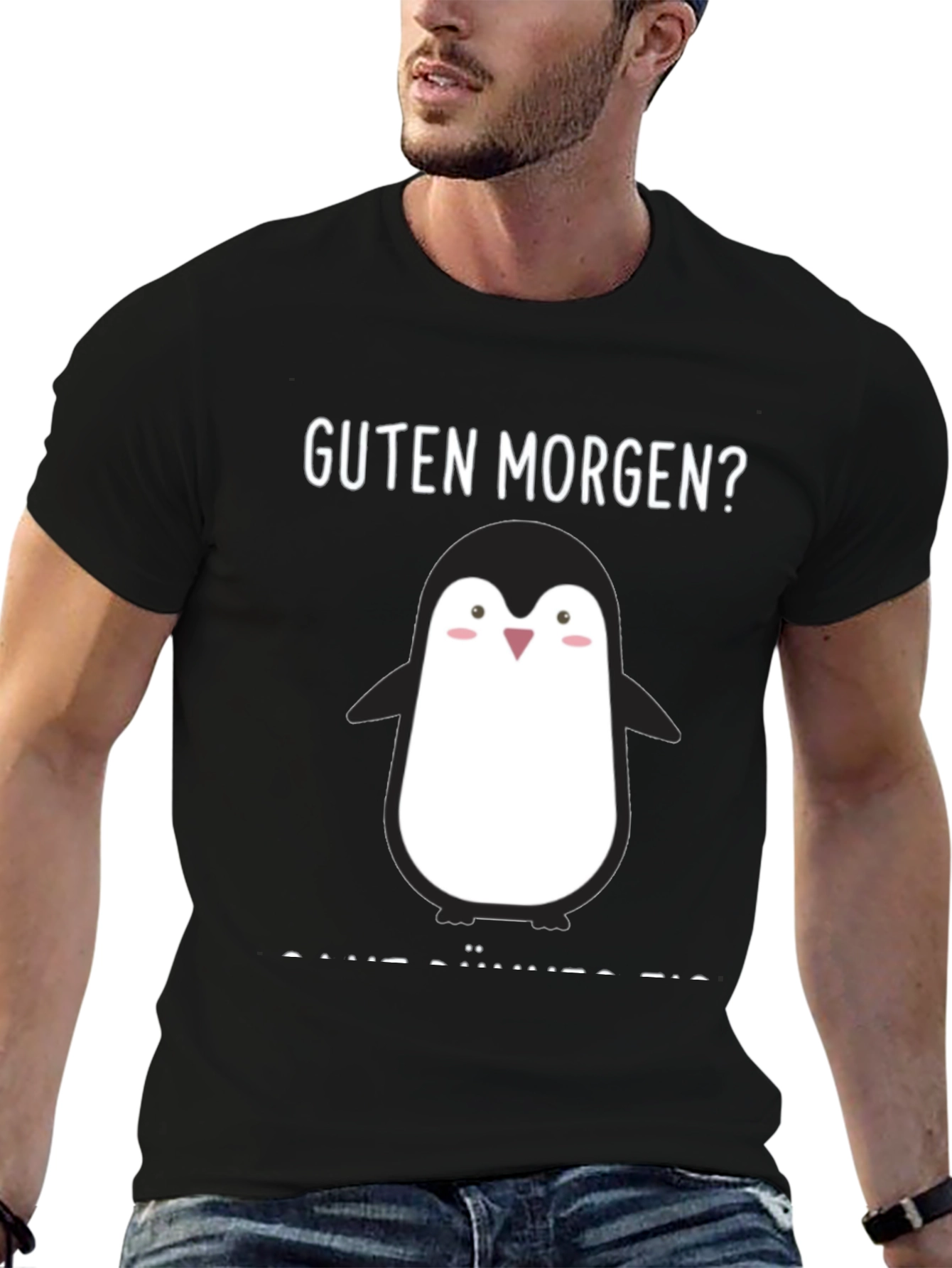 Guten Morgen Penguin Black T-Shirt