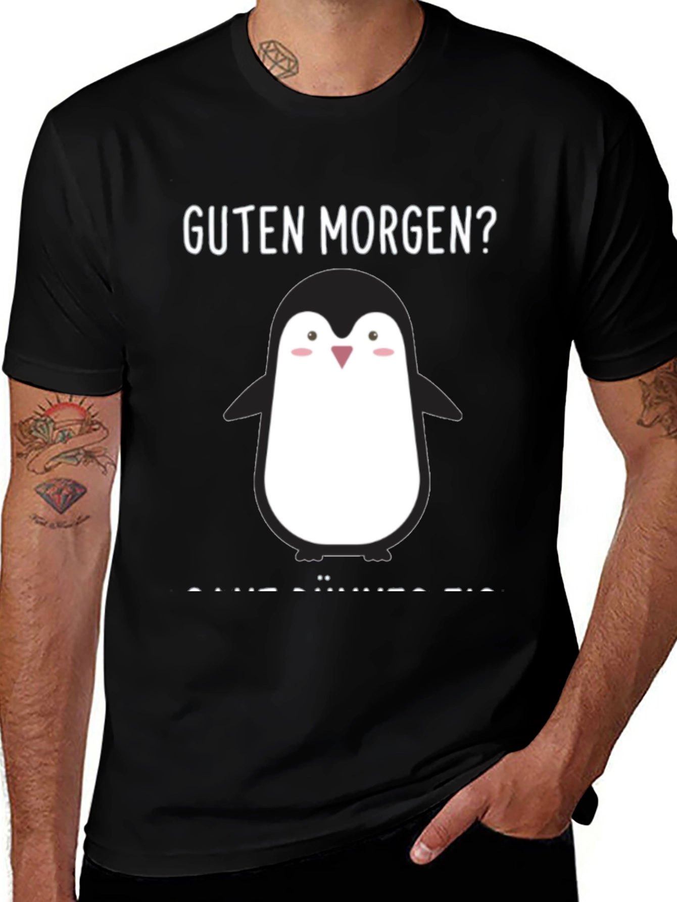 Guten Morgen Penguin Black T-Shirt