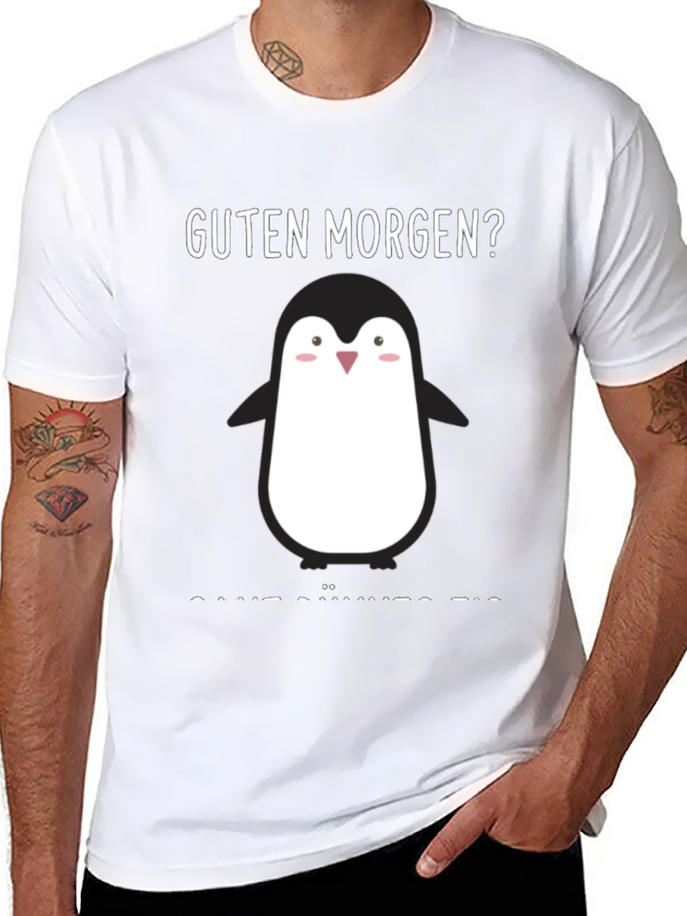 Guten Morgen Penguin Black T-Shirt