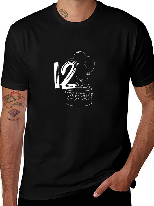 12th Birthday T-Shirt - Cake & Balloons