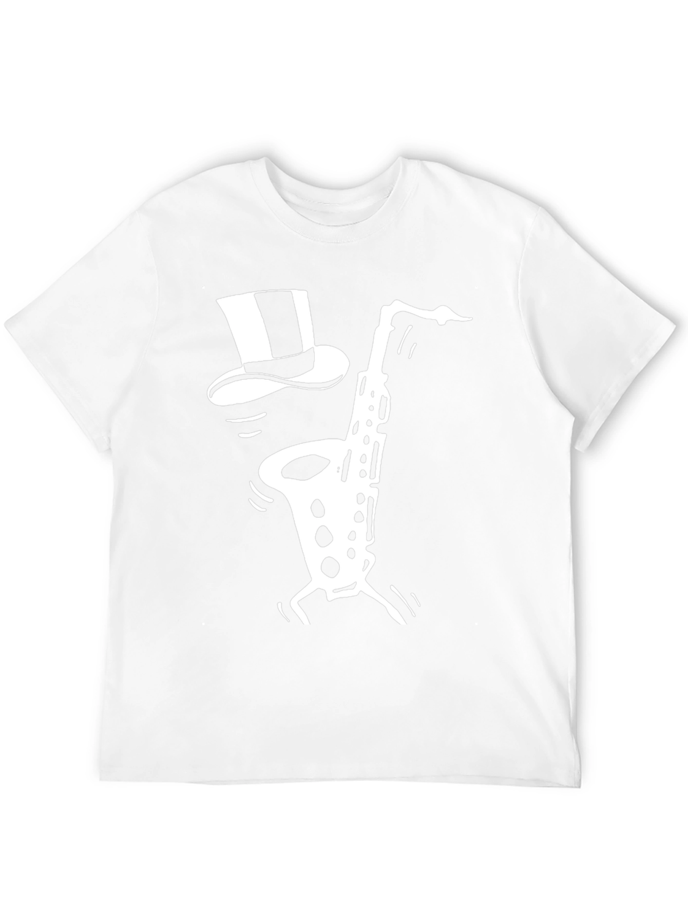 Black Saxophone Top Hat Graphic Tee