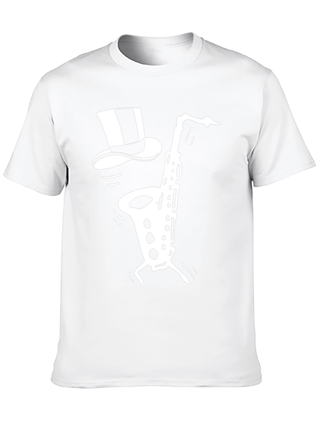Black Saxophone Top Hat Graphic Tee