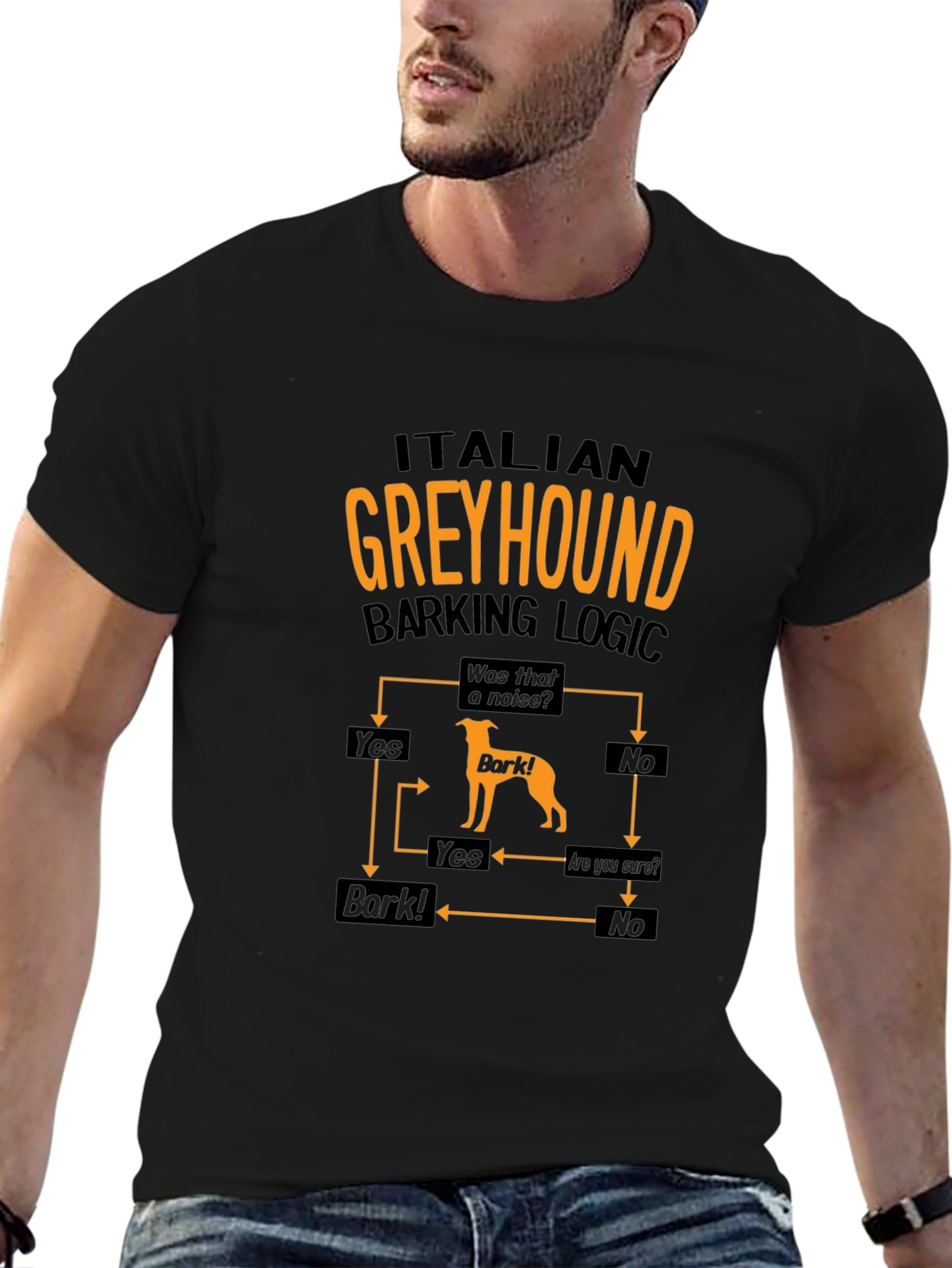 Italian Greyhound Barking Logic T-Shirt – Funny Dog Lover Graphic Tee Gift