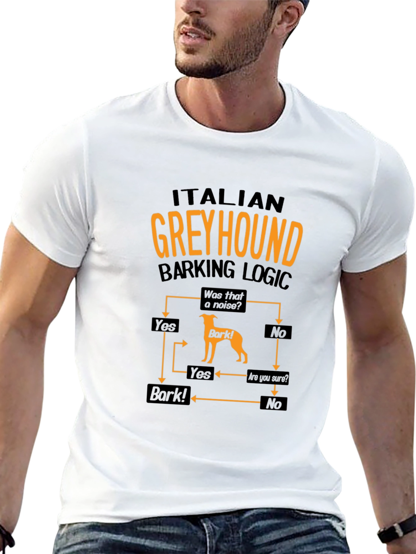 Italian Greyhound Barking Logic T-Shirt – Funny Dog Lover Graphic Tee Gift