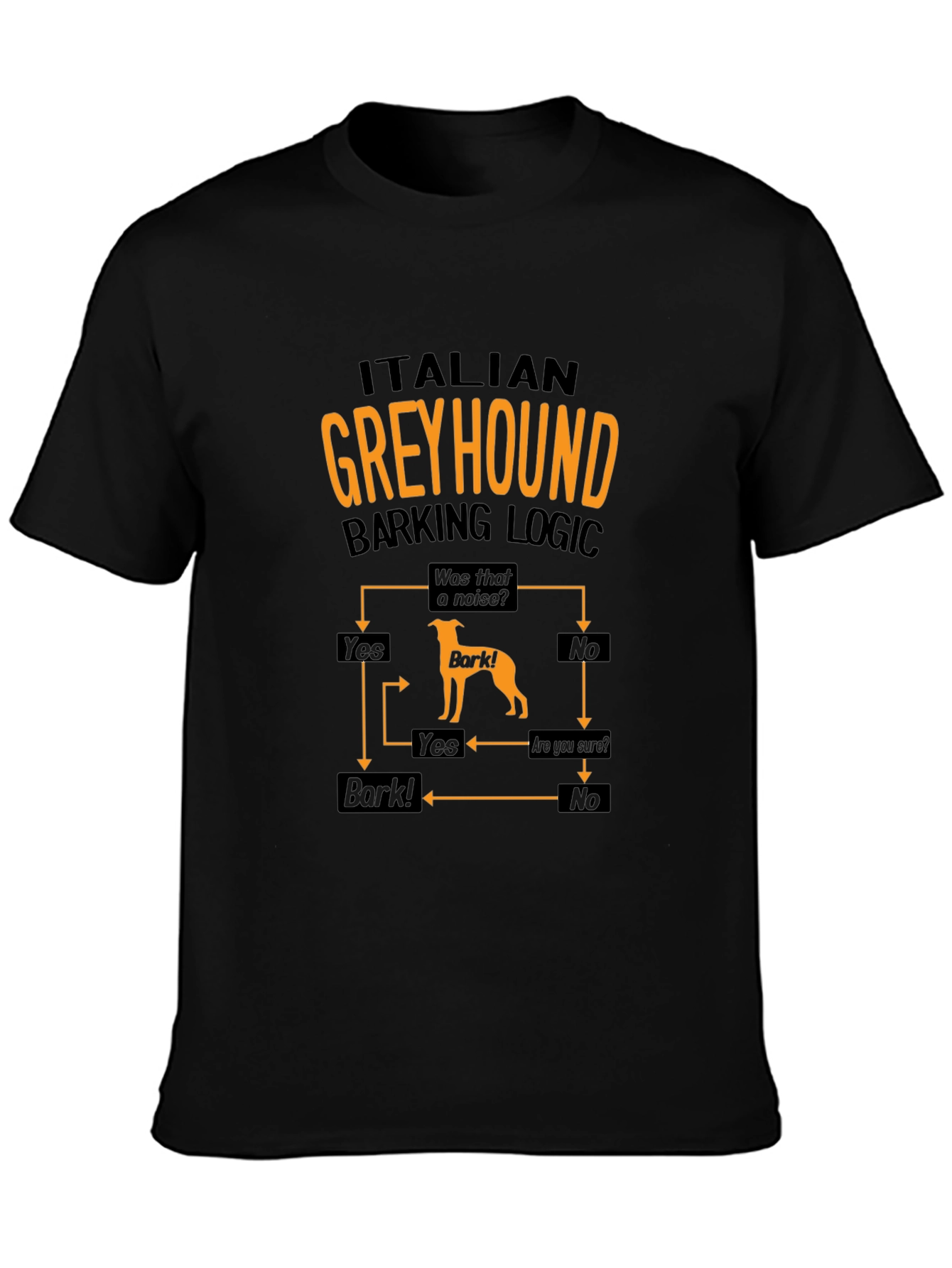 Italian Greyhound Barking Logic T-Shirt – Funny Dog Lover Graphic Tee Gift