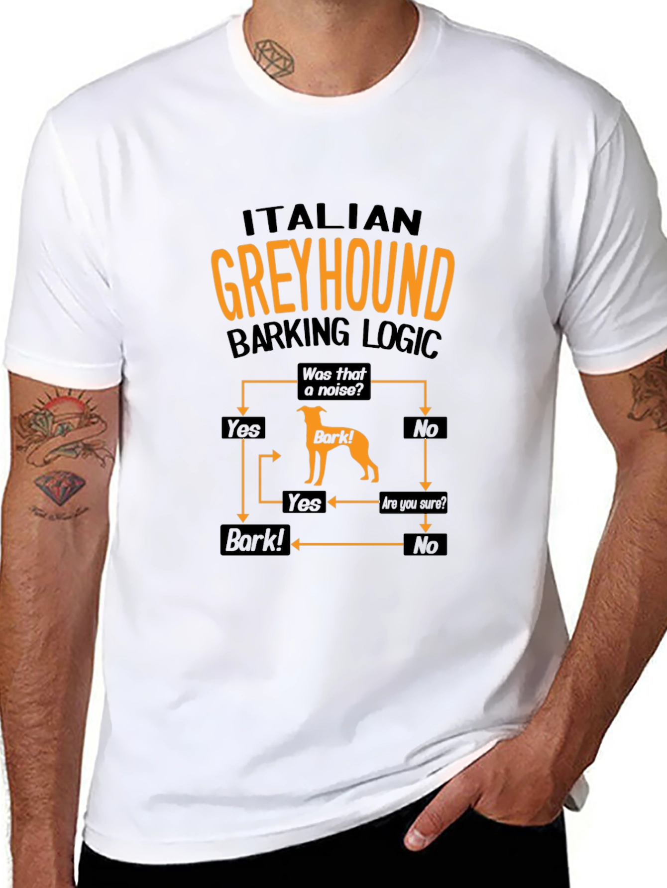 Italian Greyhound Barking Logic T-Shirt – Funny Dog Lover Graphic Tee Gift