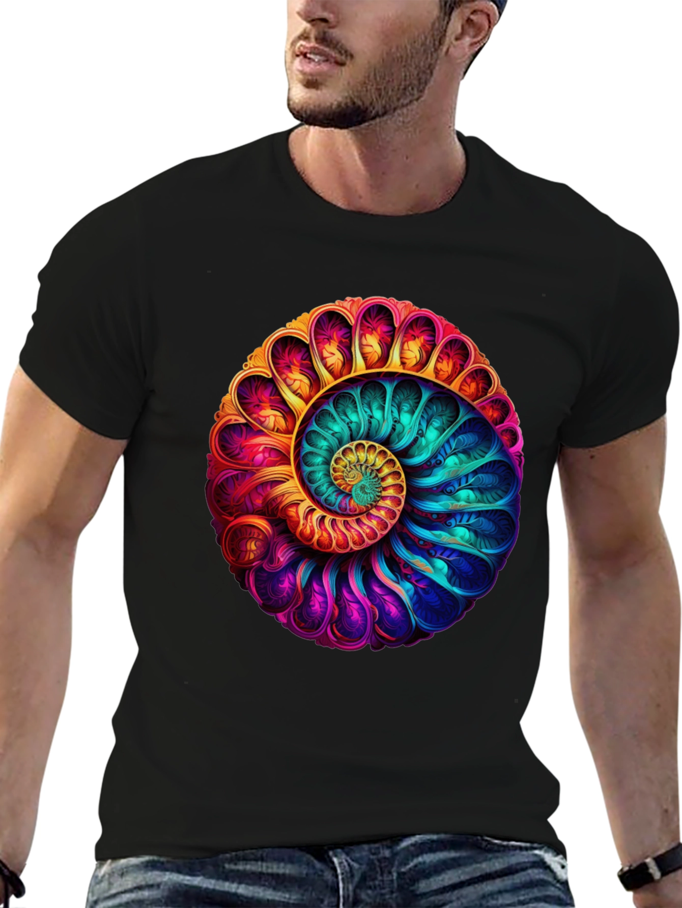Psychedelic Spiral T-Shirt - Vibrant Abstract Graphic Tee