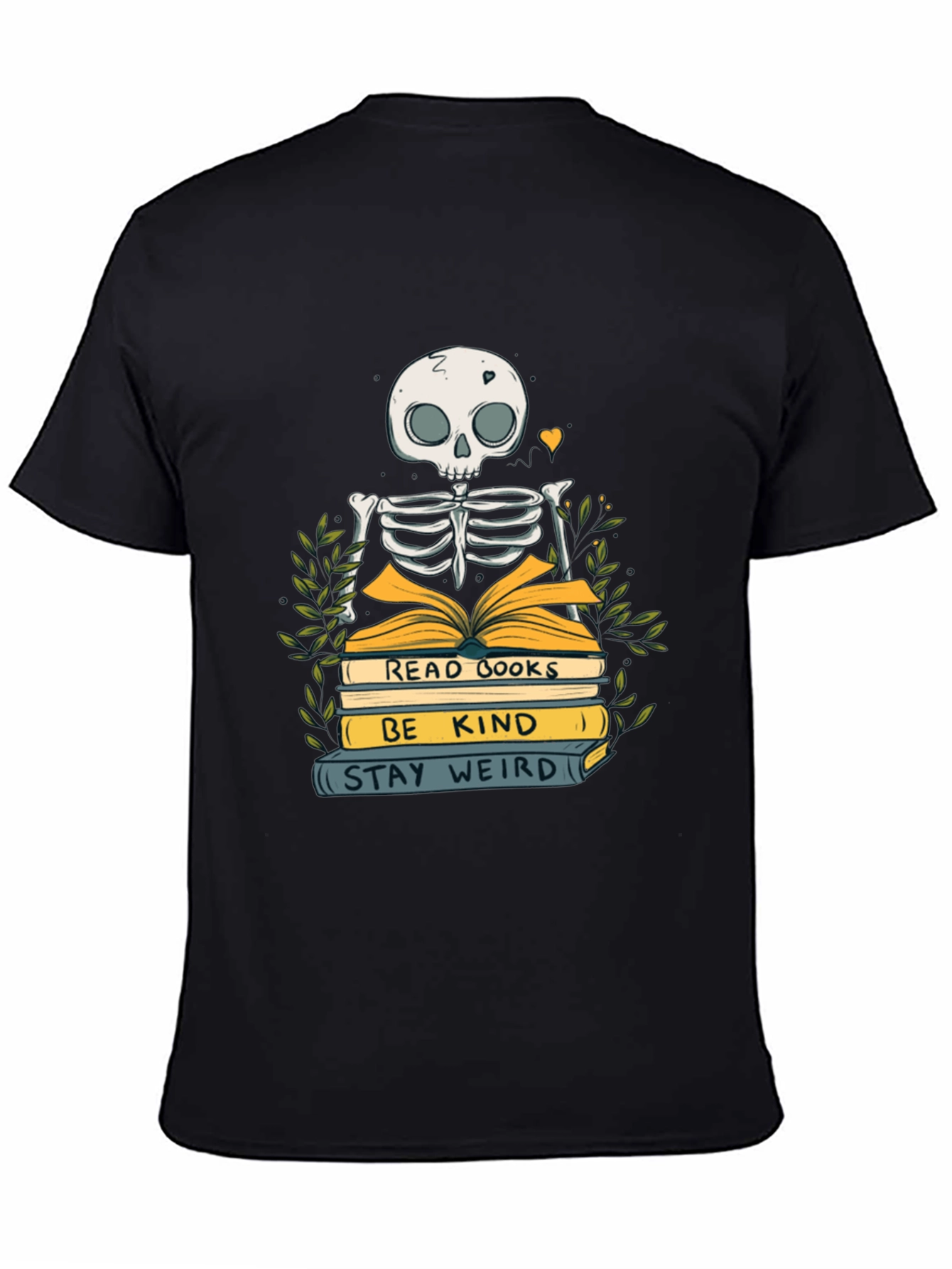 Skeleton Reading Books Graphic Tee - Stay Weird