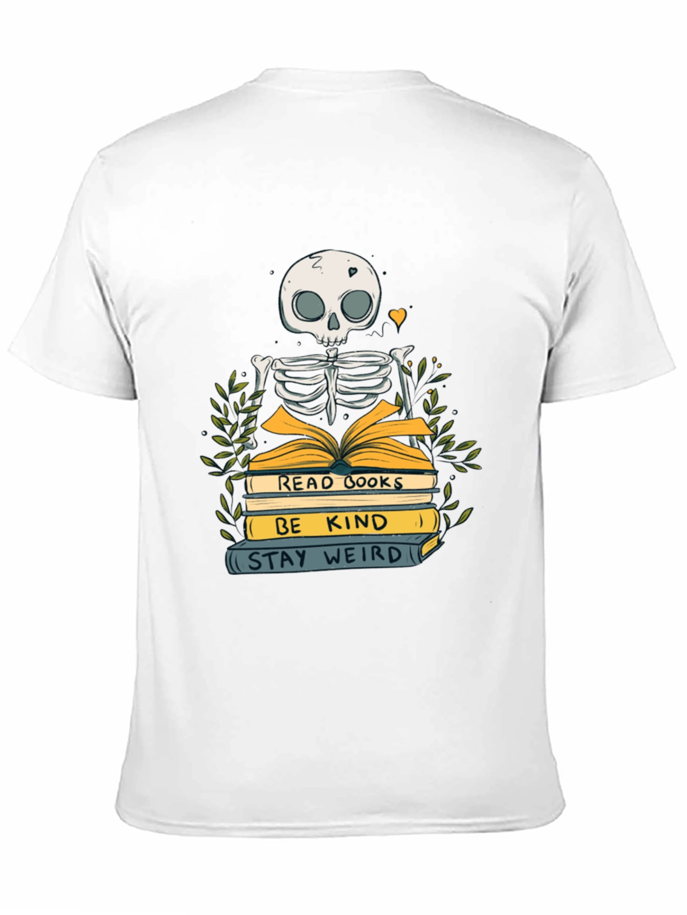 Skeleton Reading Books Graphic Tee - Stay Weird