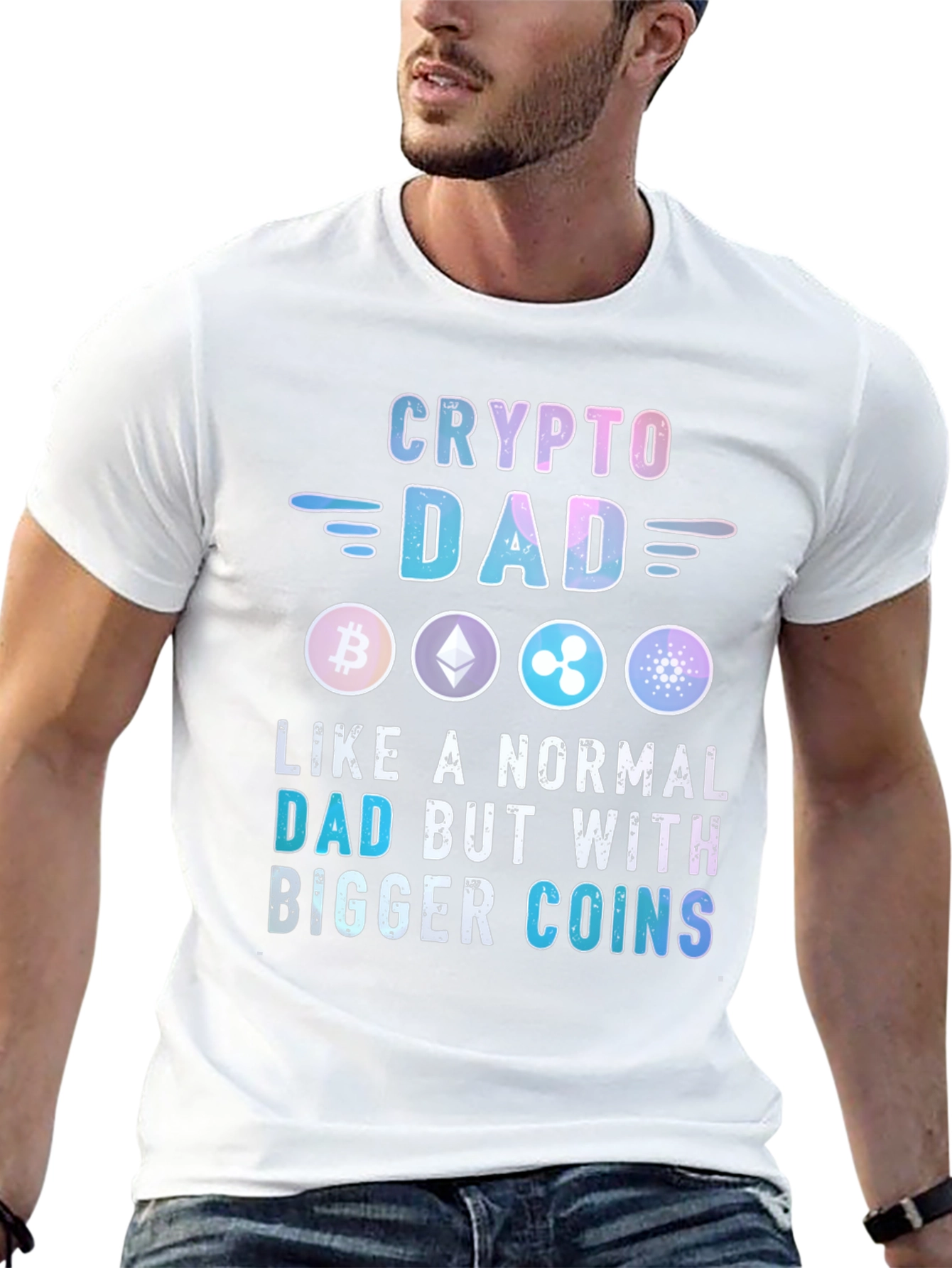 Crypto Dad T-Shirt Bitcoin Ethereum XRP Cardano
