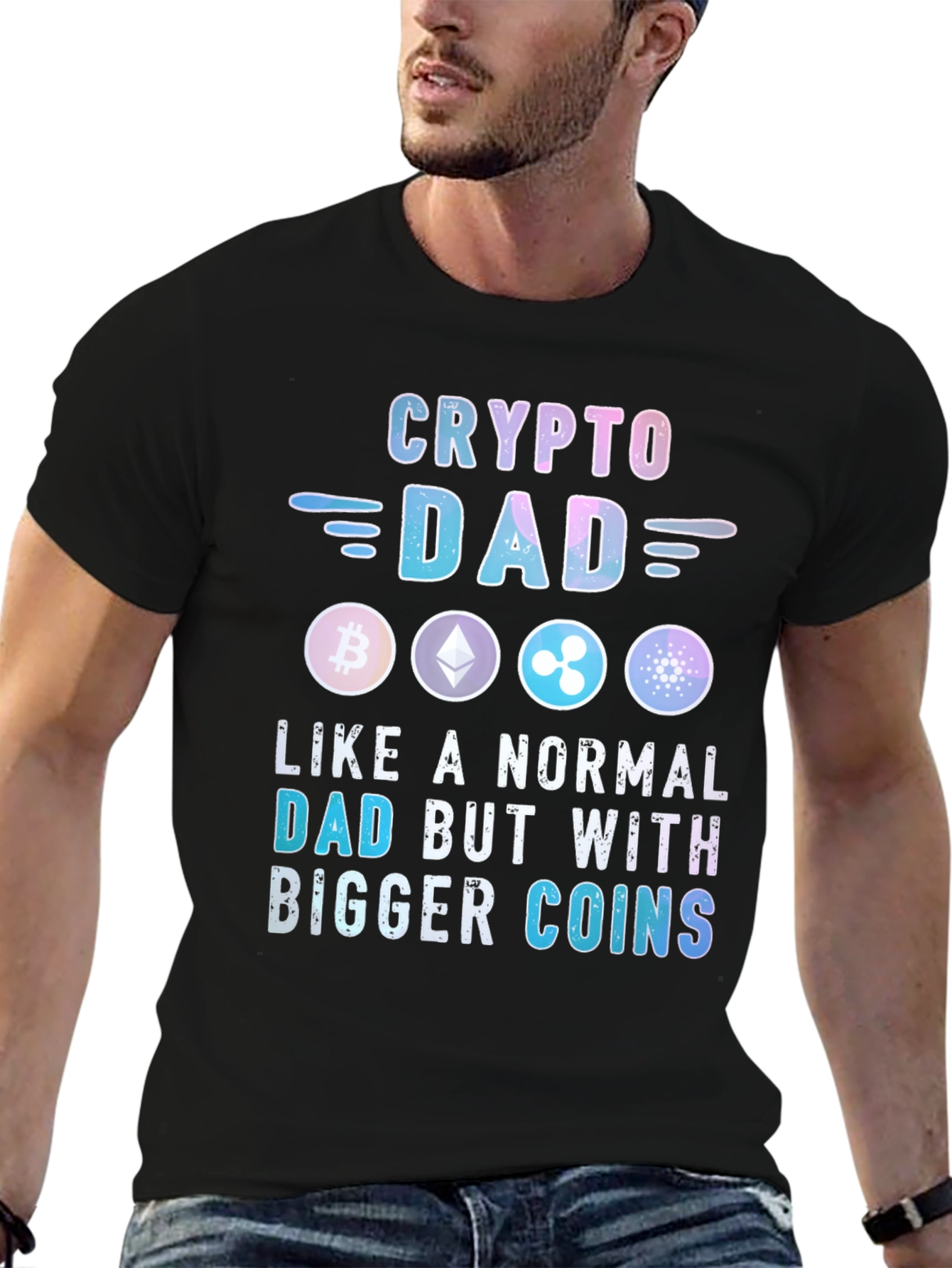 Crypto Dad T-Shirt Bitcoin Ethereum XRP Cardano