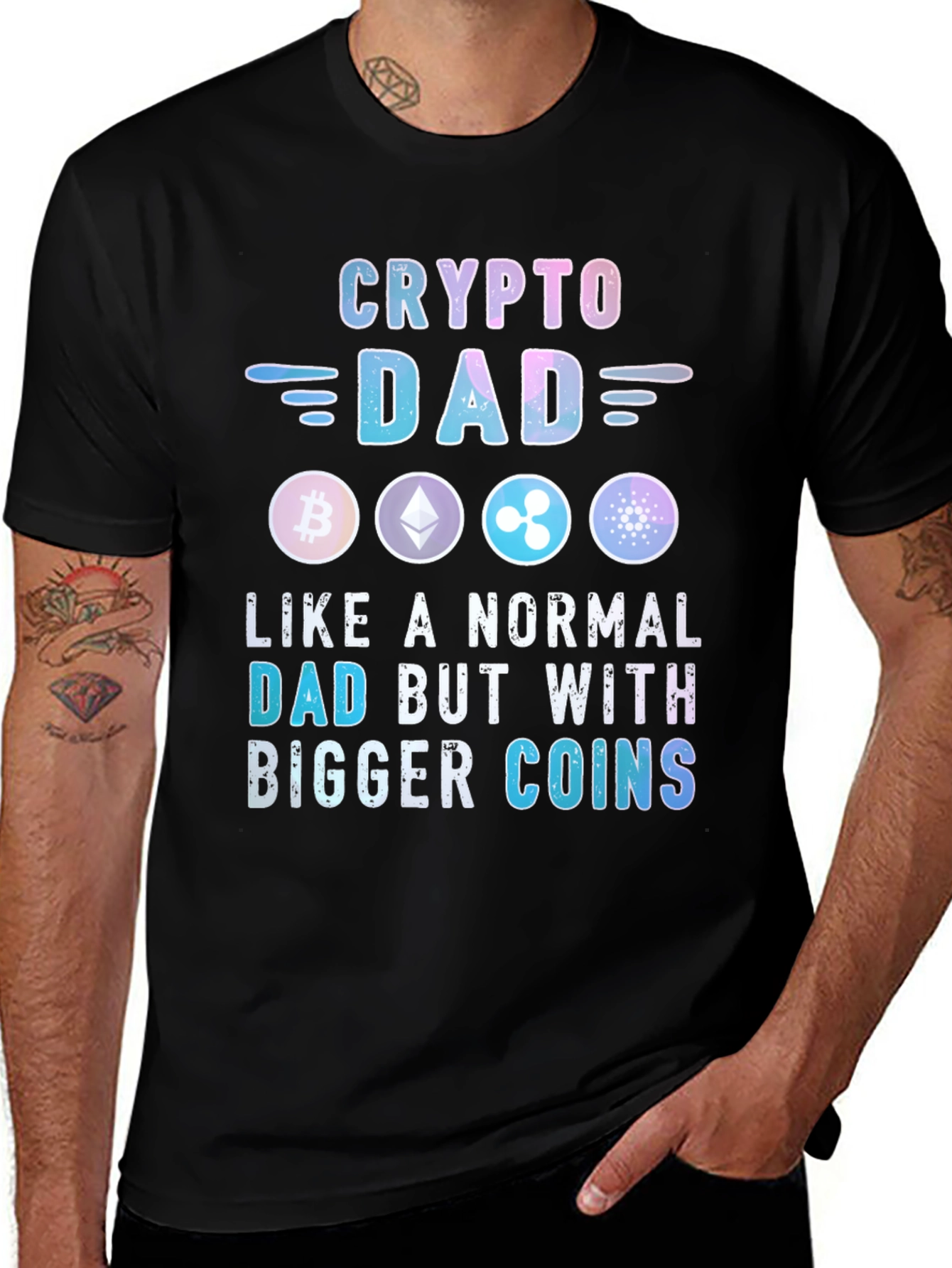 Crypto Dad T-Shirt Bitcoin Ethereum XRP Cardano