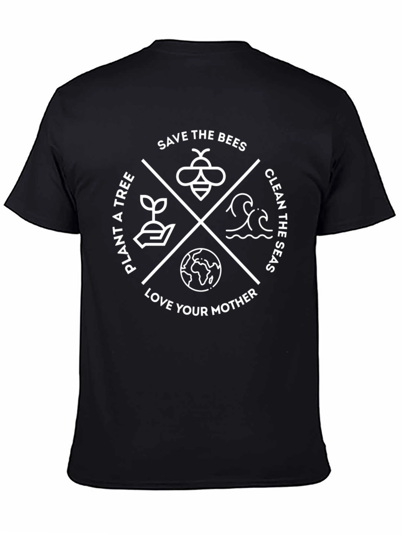 Eco-Friendly Black T-Shirt: Save Bees Plant Trees