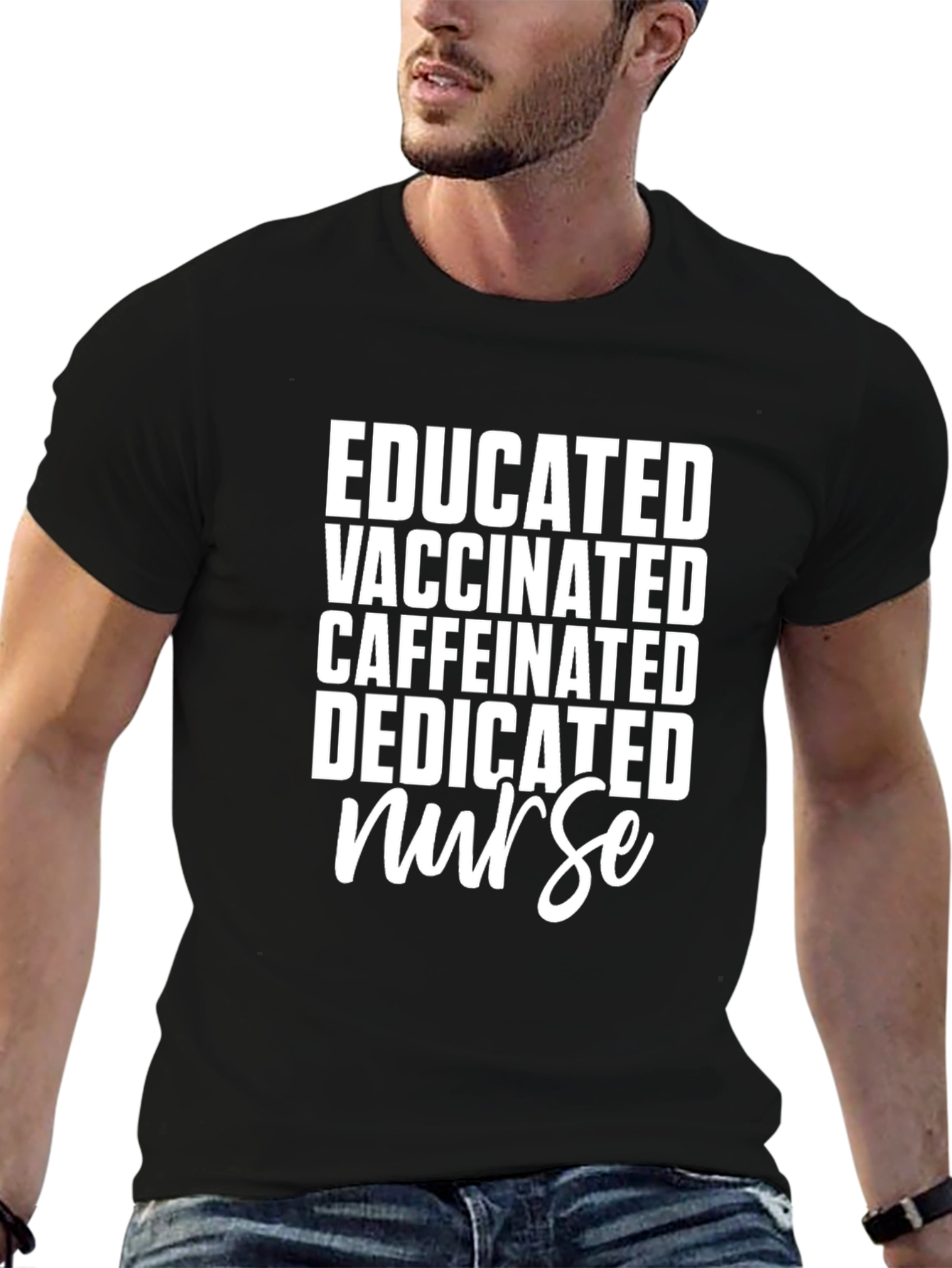 Educated Vaccinated Caffeinated Dedicated Nurse T-Shirt