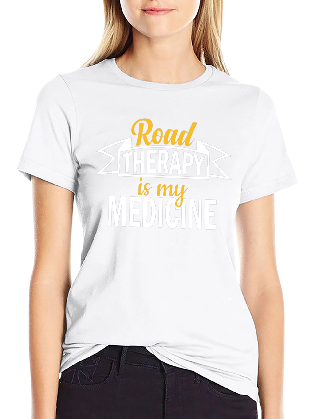 Road Therapy is My Medicine Black T-Shirt