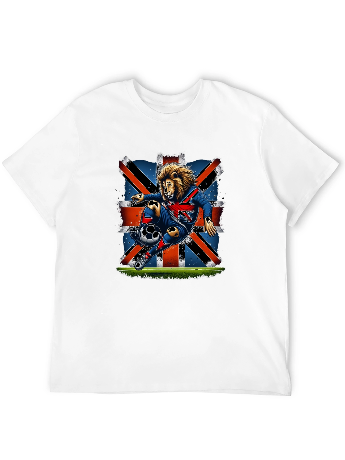 Lion Soccer UK Flag Graphic T-Shirt