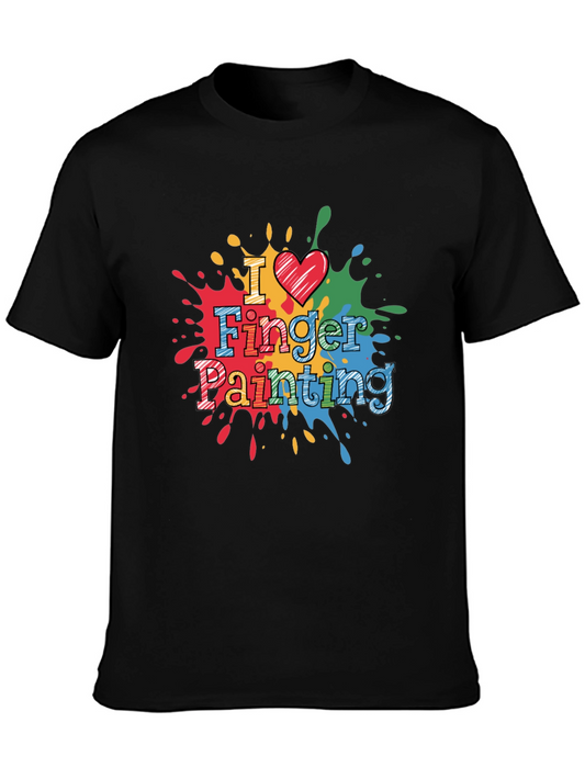 I Love Finger Painting T-Shirt - Colorful Splatter Design
