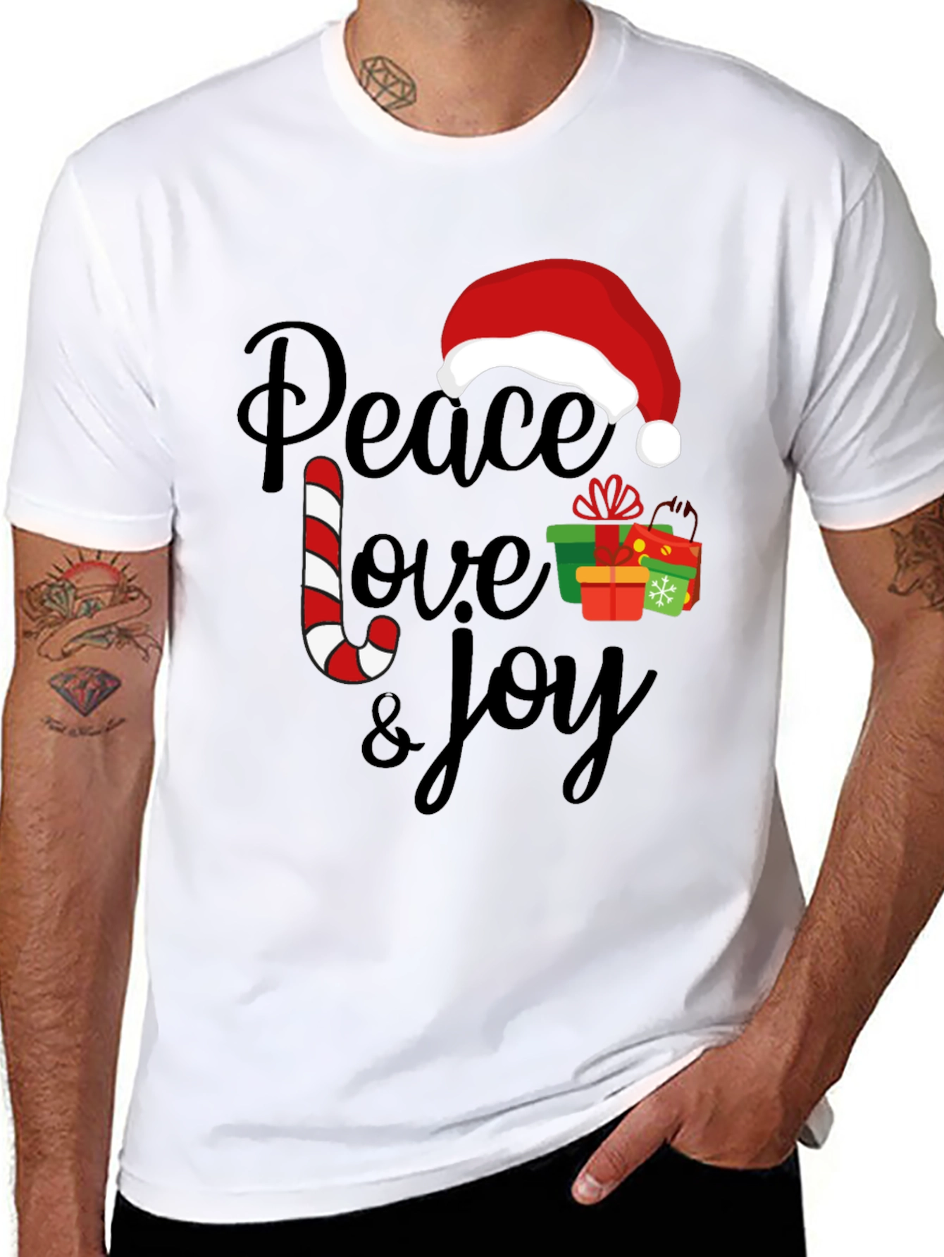 Peace Love Joy Christmas Holiday Graphic Tee