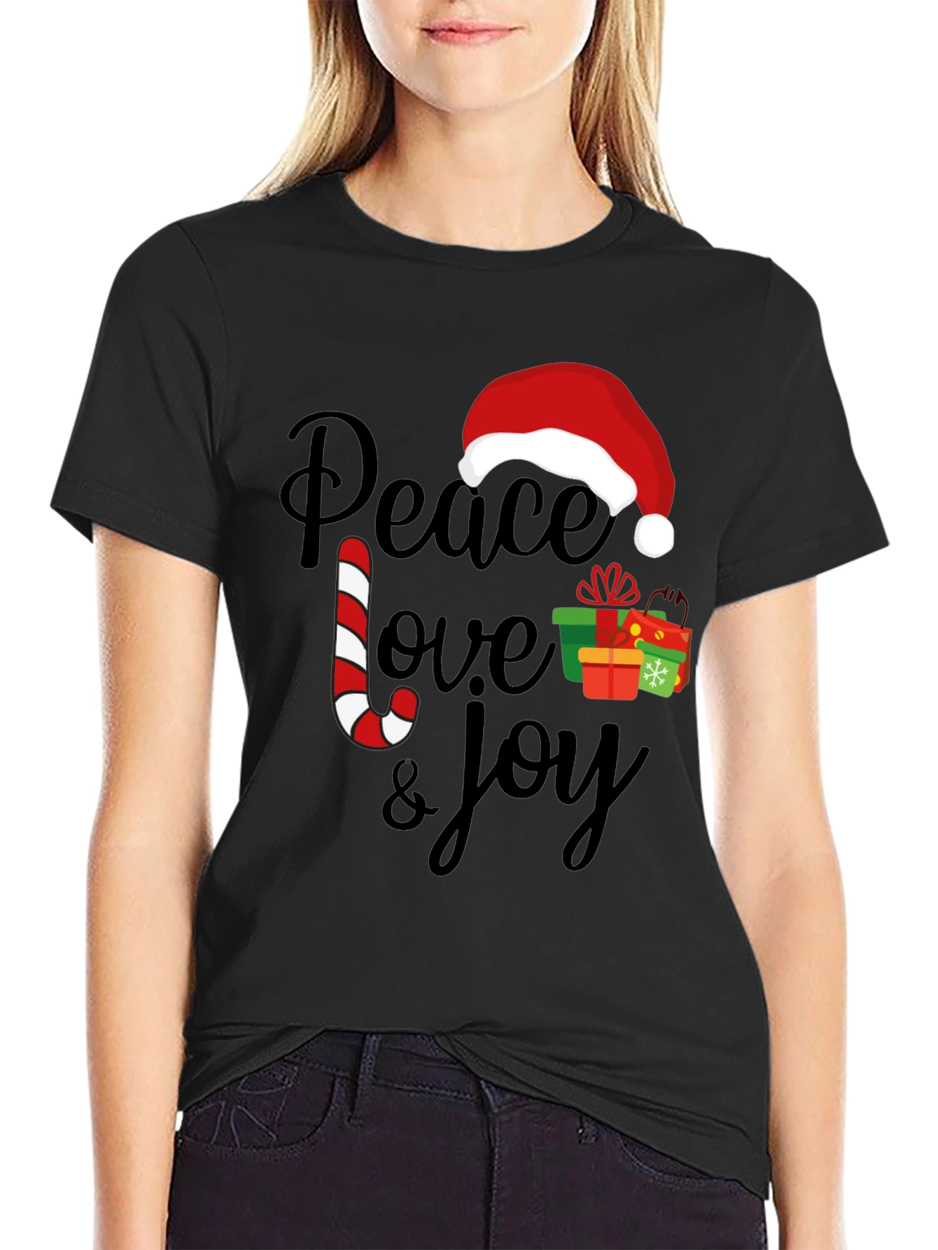 Peace Love Joy Christmas Holiday Graphic Tee