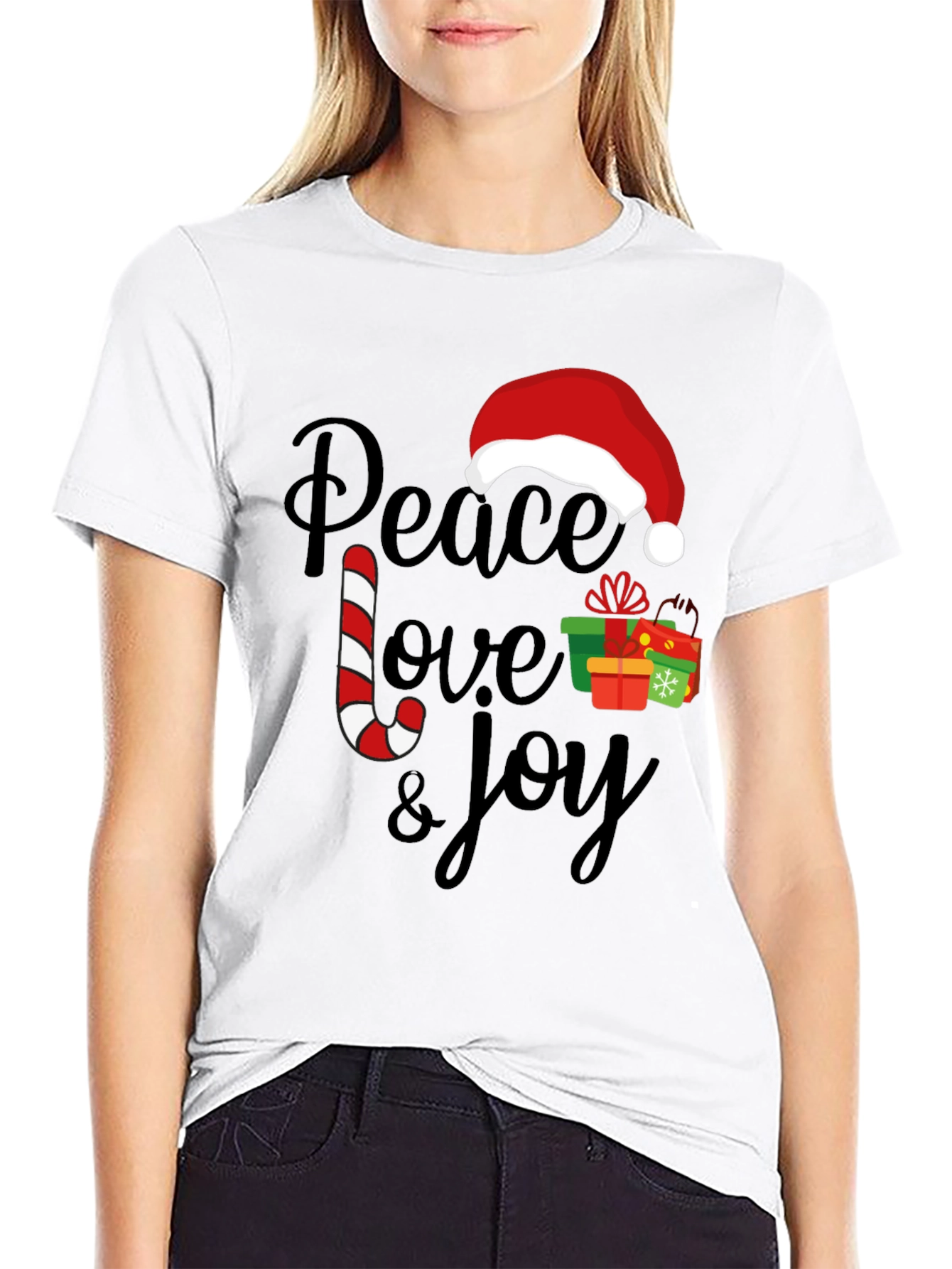 Peace Love Joy Christmas Holiday Graphic Tee