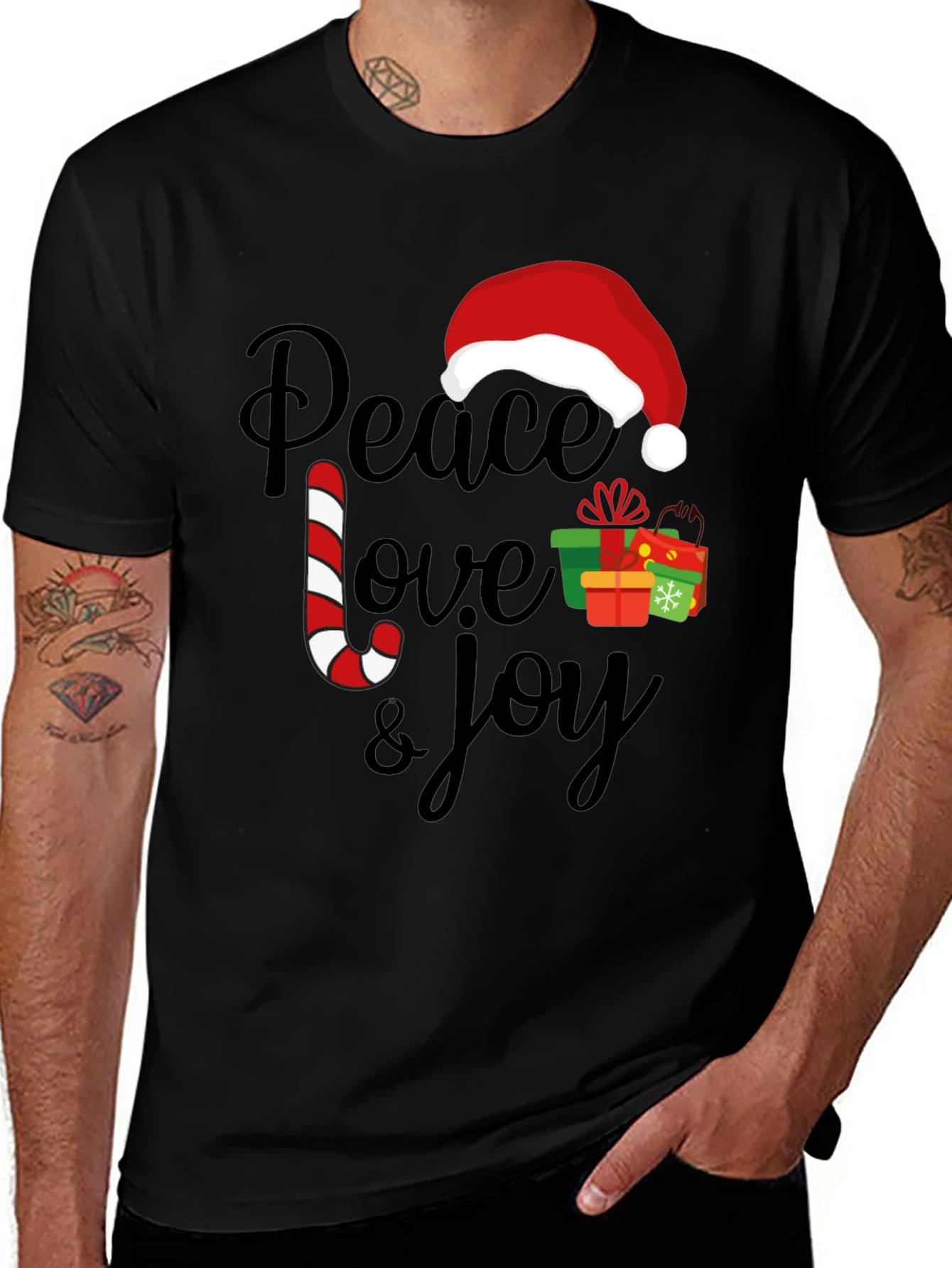 Peace Love Joy Christmas Holiday Graphic Tee