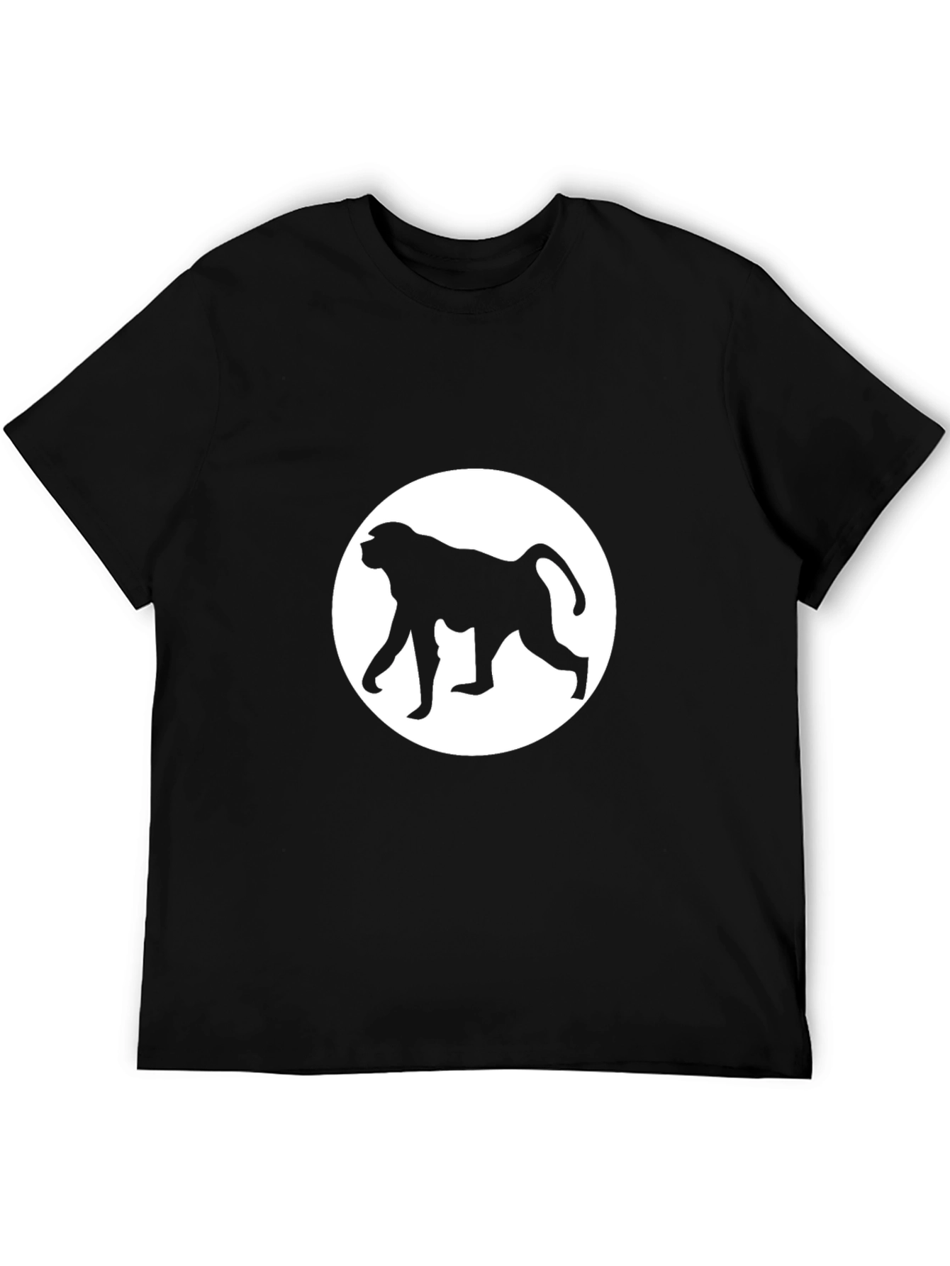 Baboon Silhouette Tee - Black Cotton Crew Neck