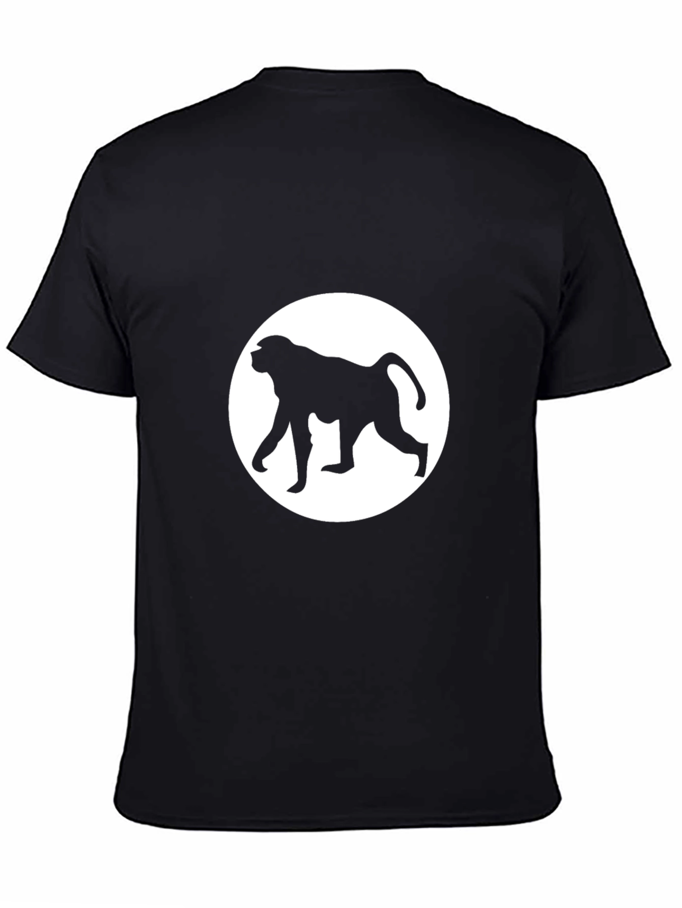 Baboon Silhouette Tee - Black Cotton Crew Neck