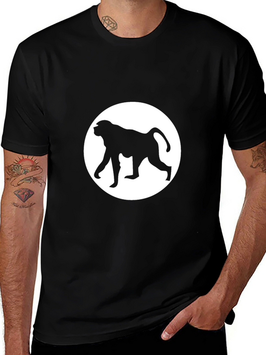Baboon Silhouette Tee - Black Cotton Crew Neck