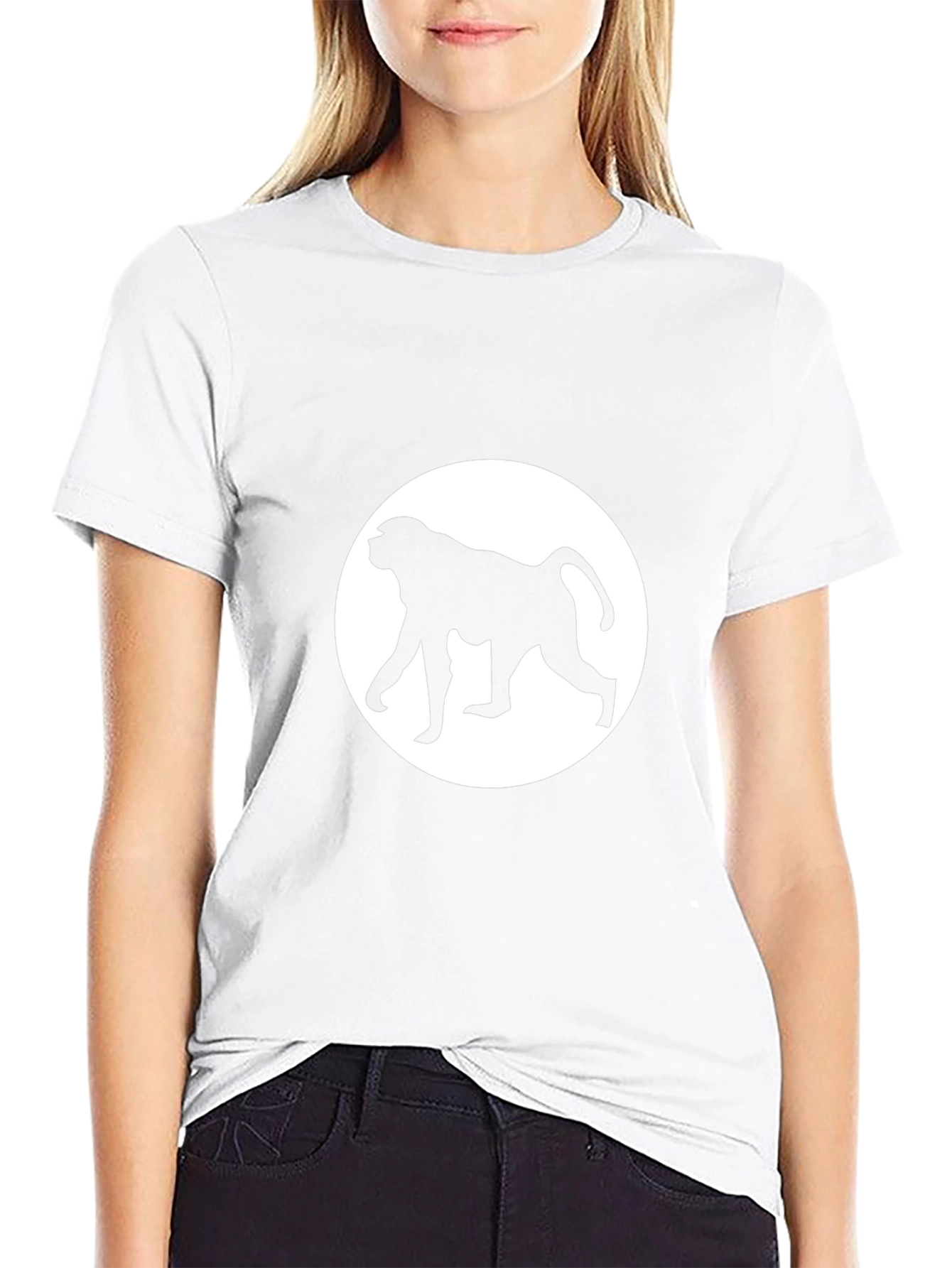 Baboon Silhouette Tee - Black Cotton Crew Neck
