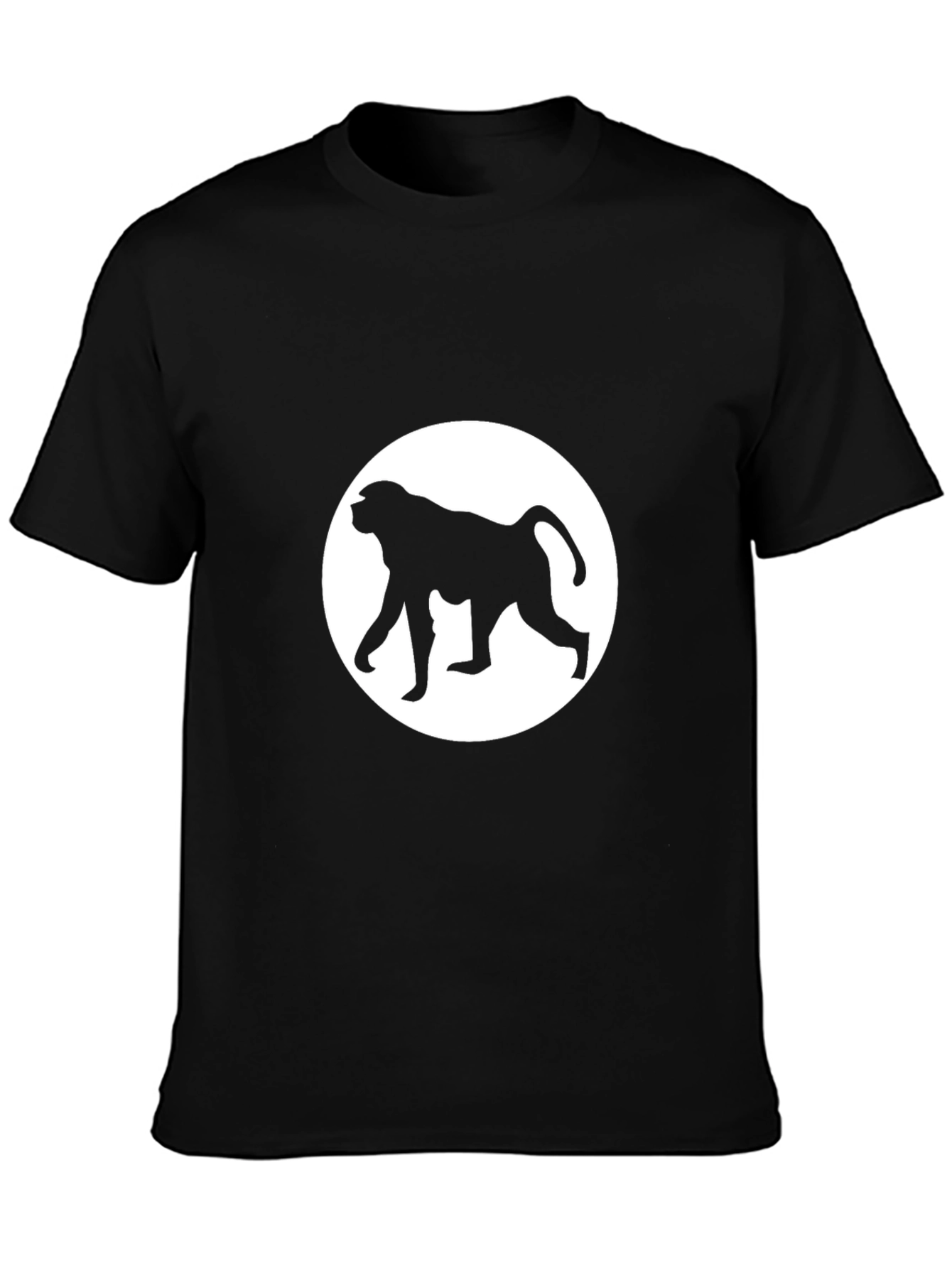 Baboon Silhouette Tee - Black Cotton Crew Neck