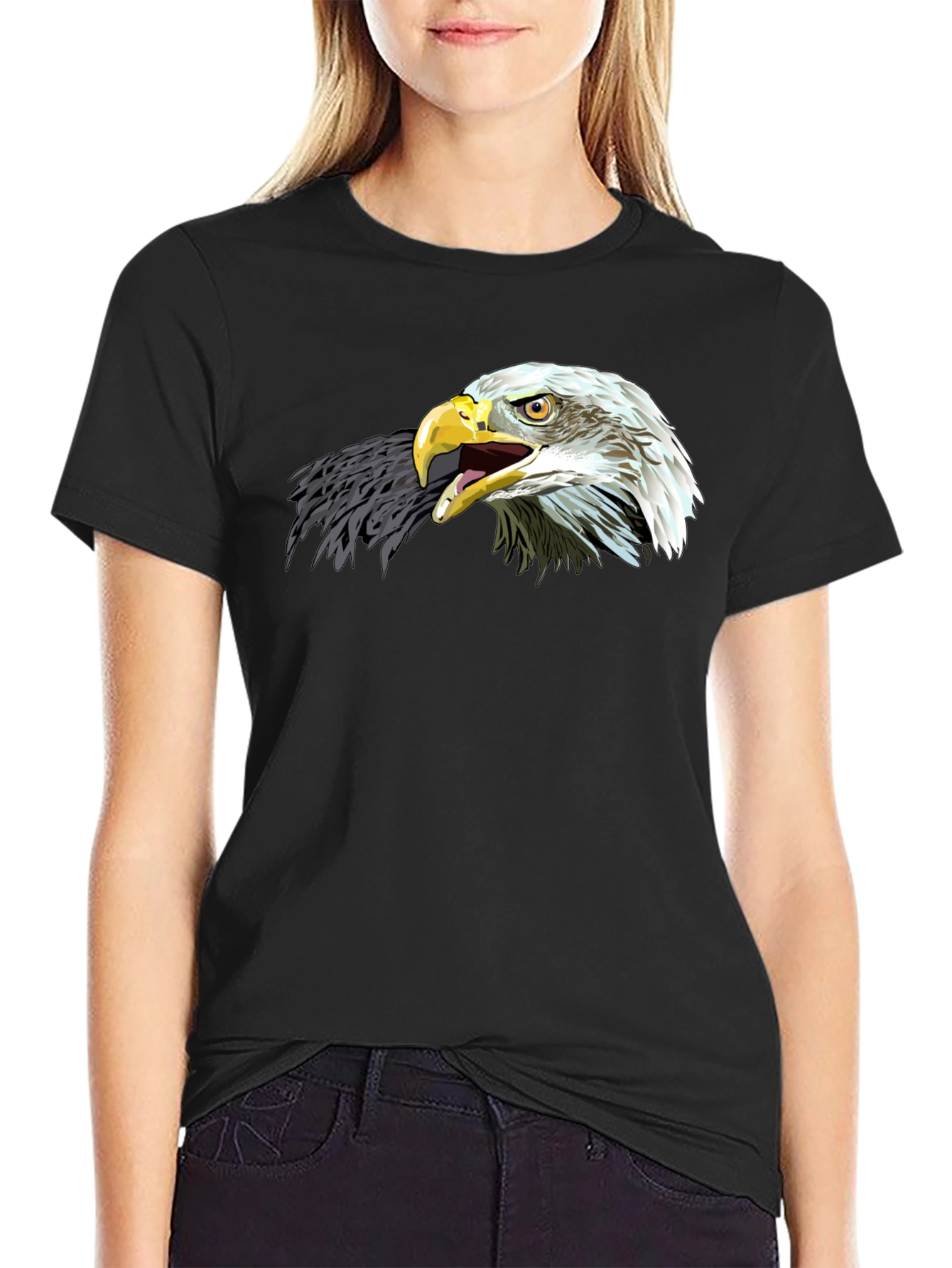 Bold Eagle Graphic T-Shirt - Black Cotton Tee