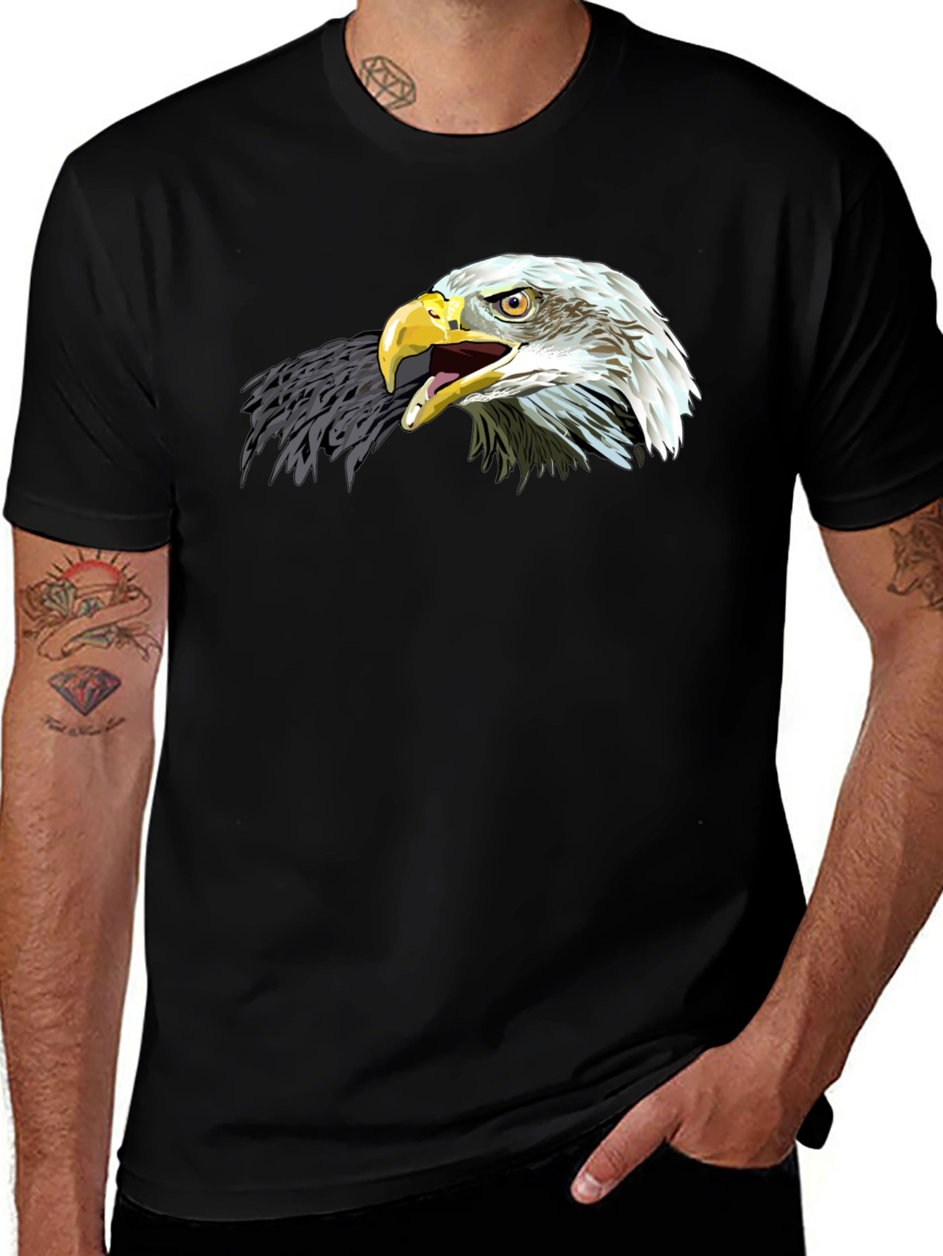 Bold Eagle Graphic T-Shirt - Black Cotton Tee