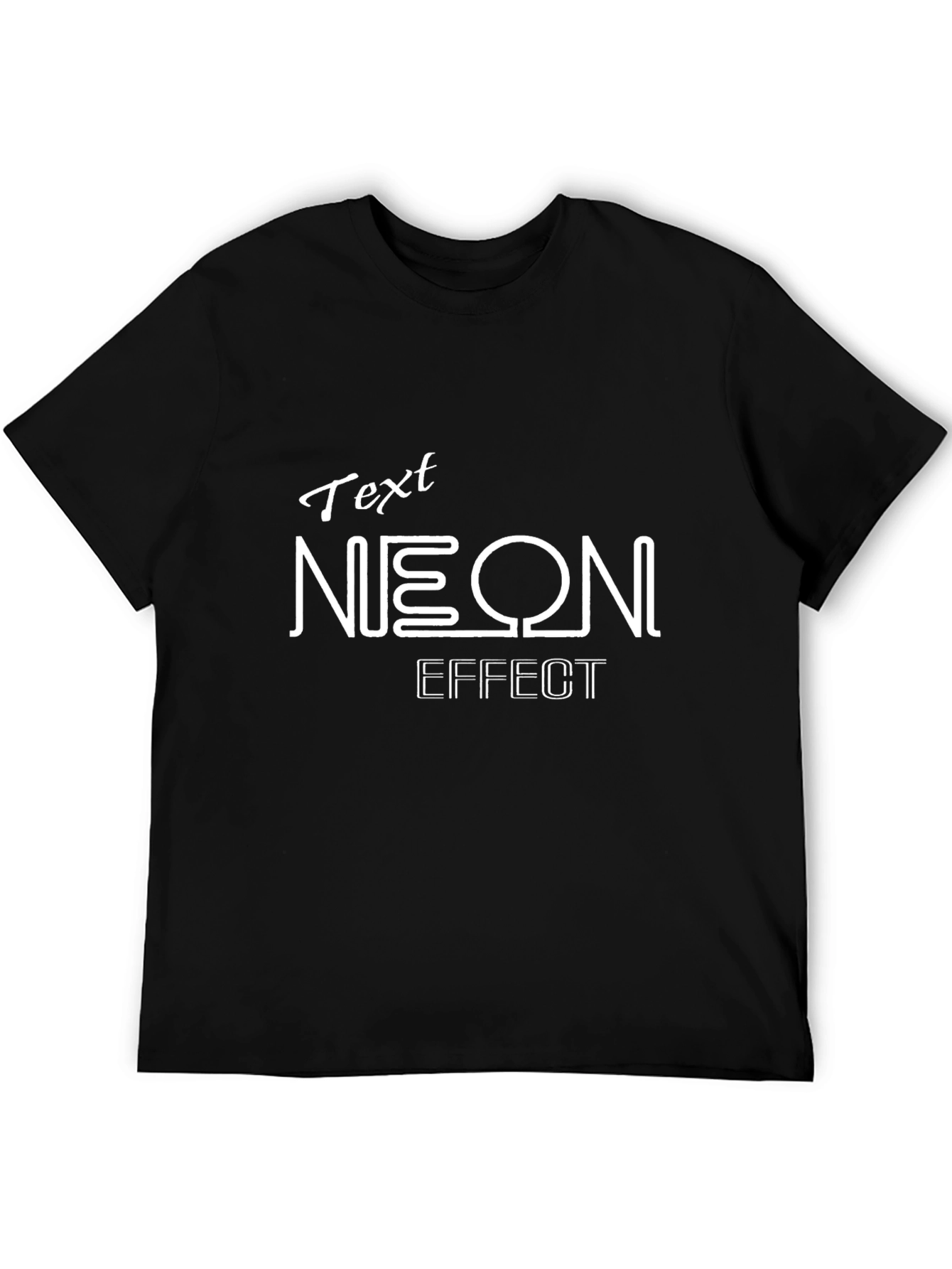 Neon Effect Graphic Black T-Shirt